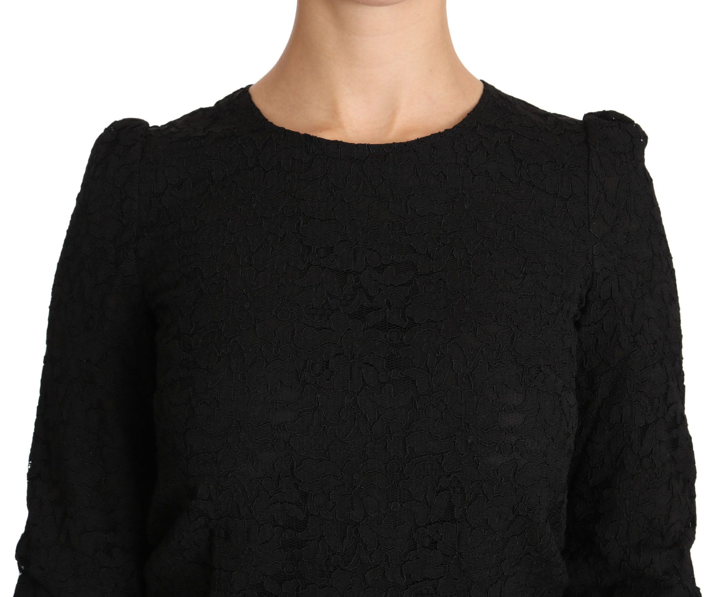 Schwarze Bluse mit Reißverschluss und Blumenspitze