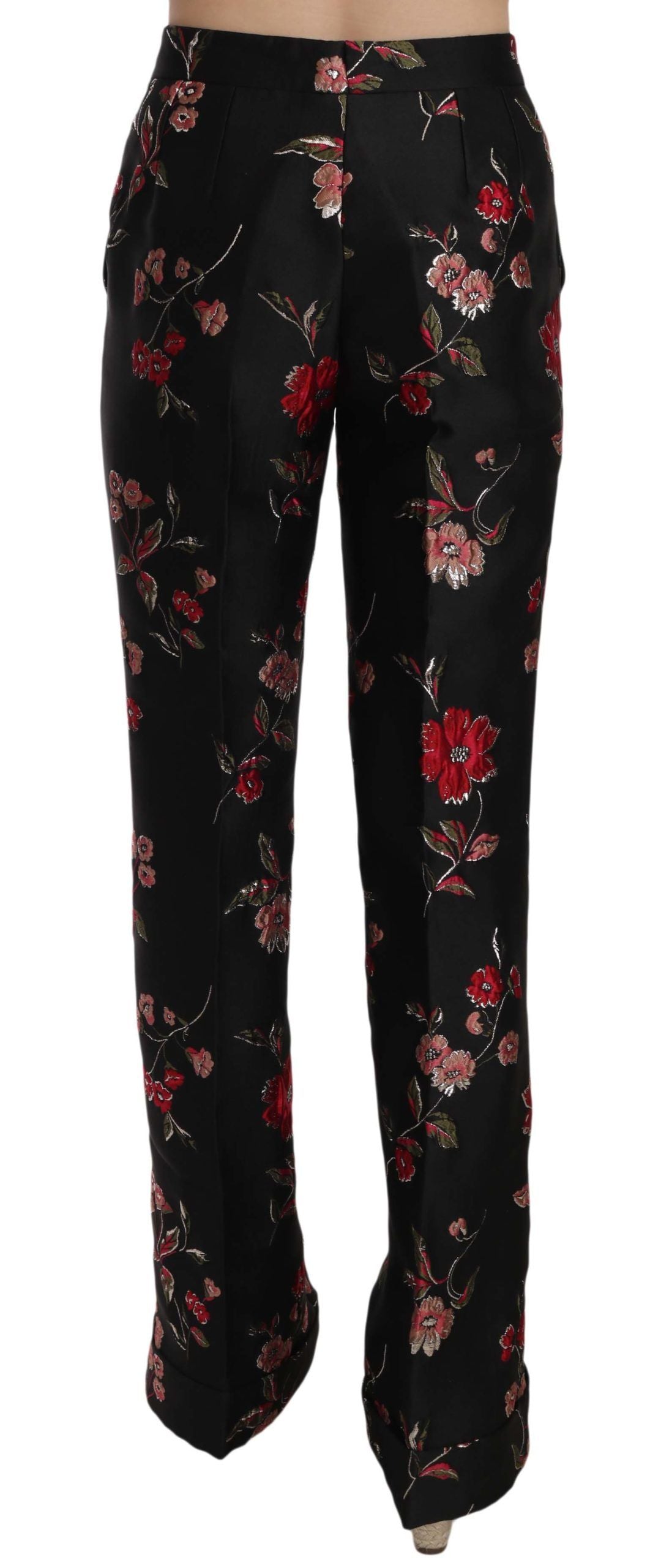 Schwarze Bootcut-Hose mit Blumenmuster
