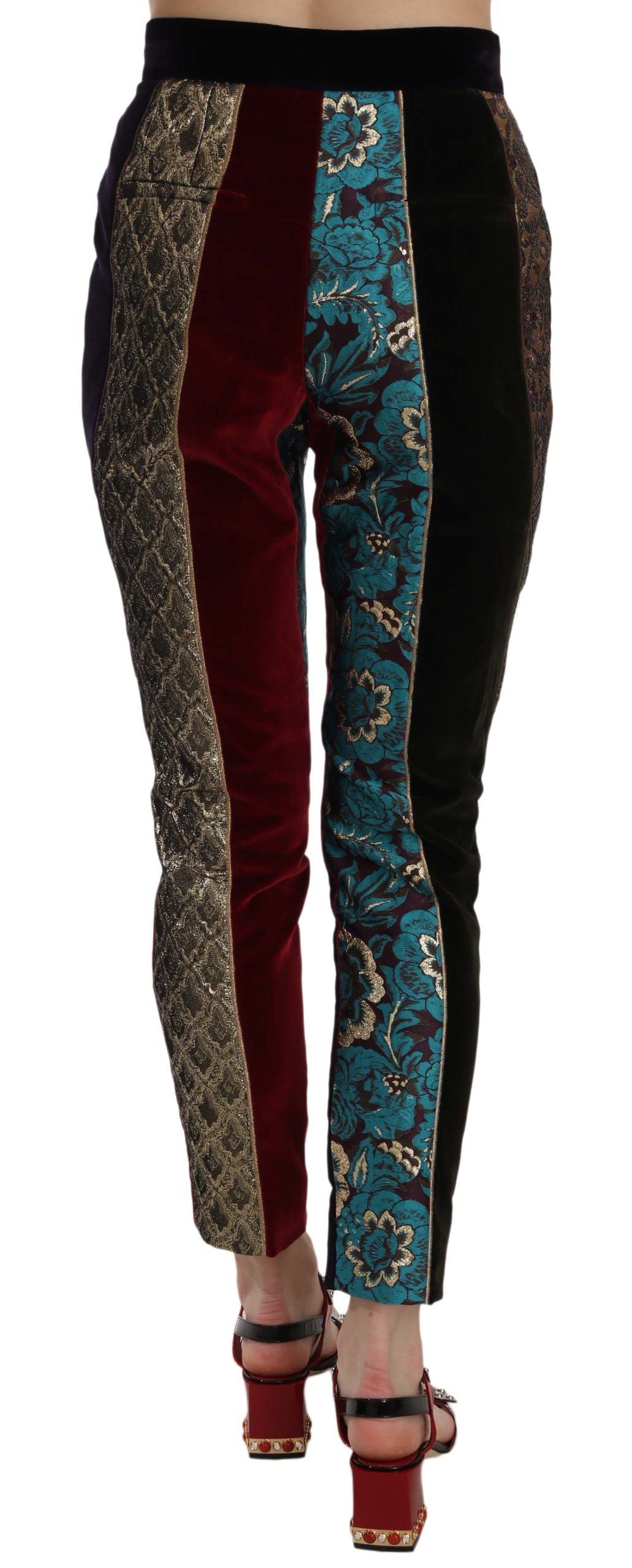 Mehrfarbige, verkürzte, schmal zulaufende Jacquardhose