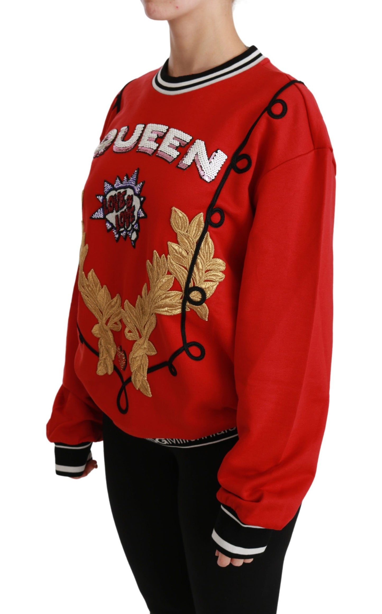 Red Queen Pailletten-Pullover mit Liebesmotiv