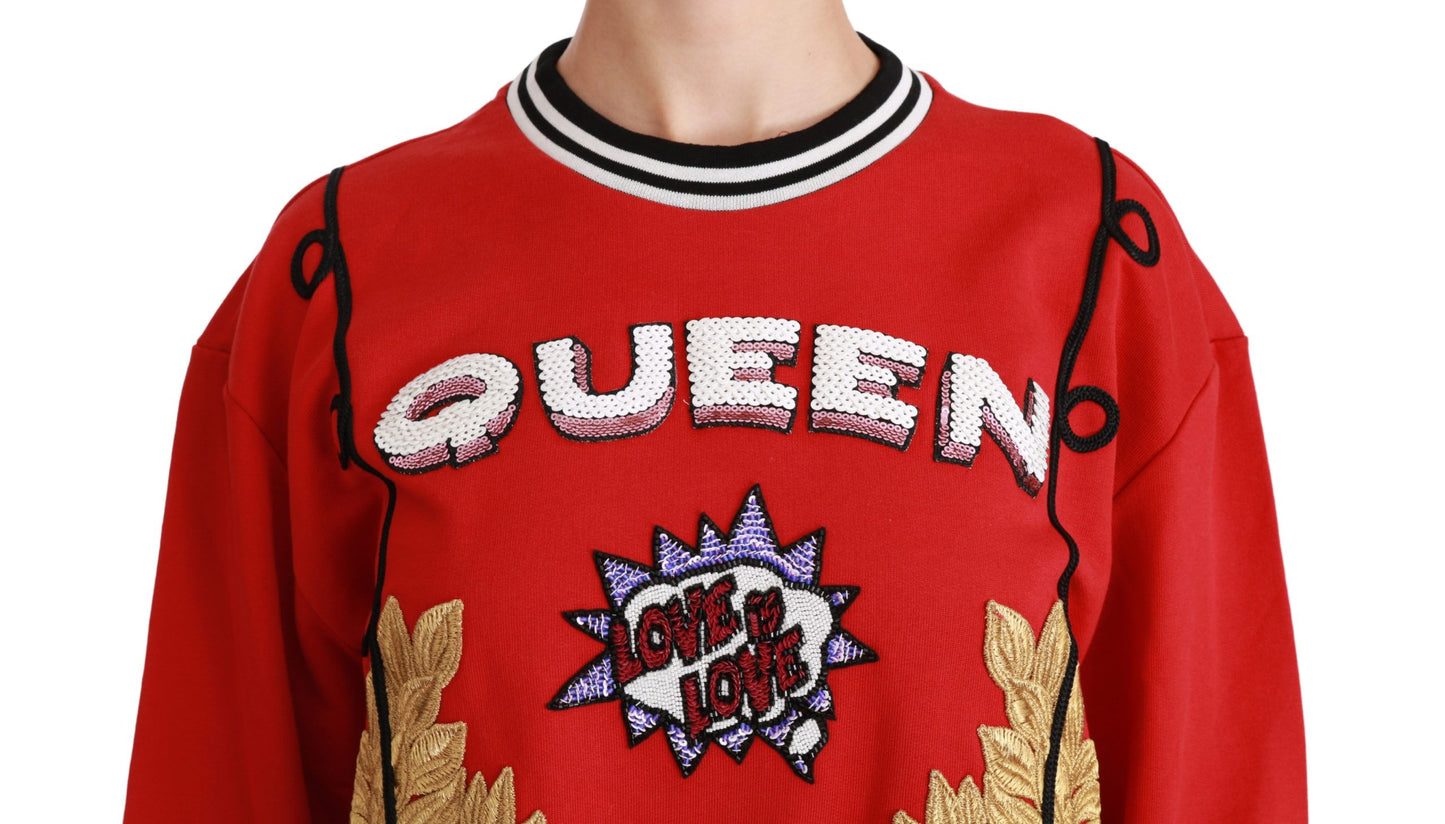Red Queen Pailletten-Pullover mit Liebesmotiv