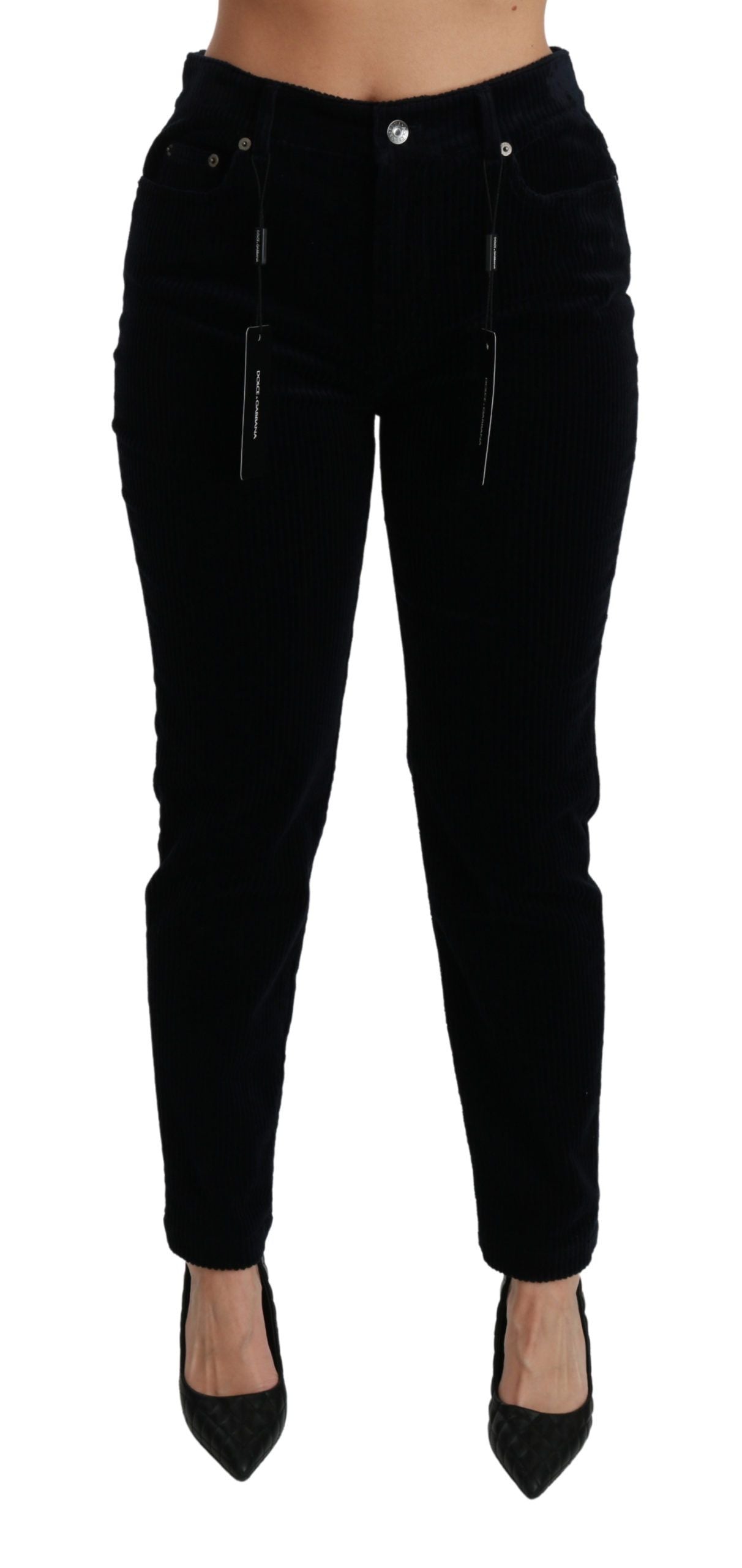 Blaue Cordjeans mit mittelhoher Taille