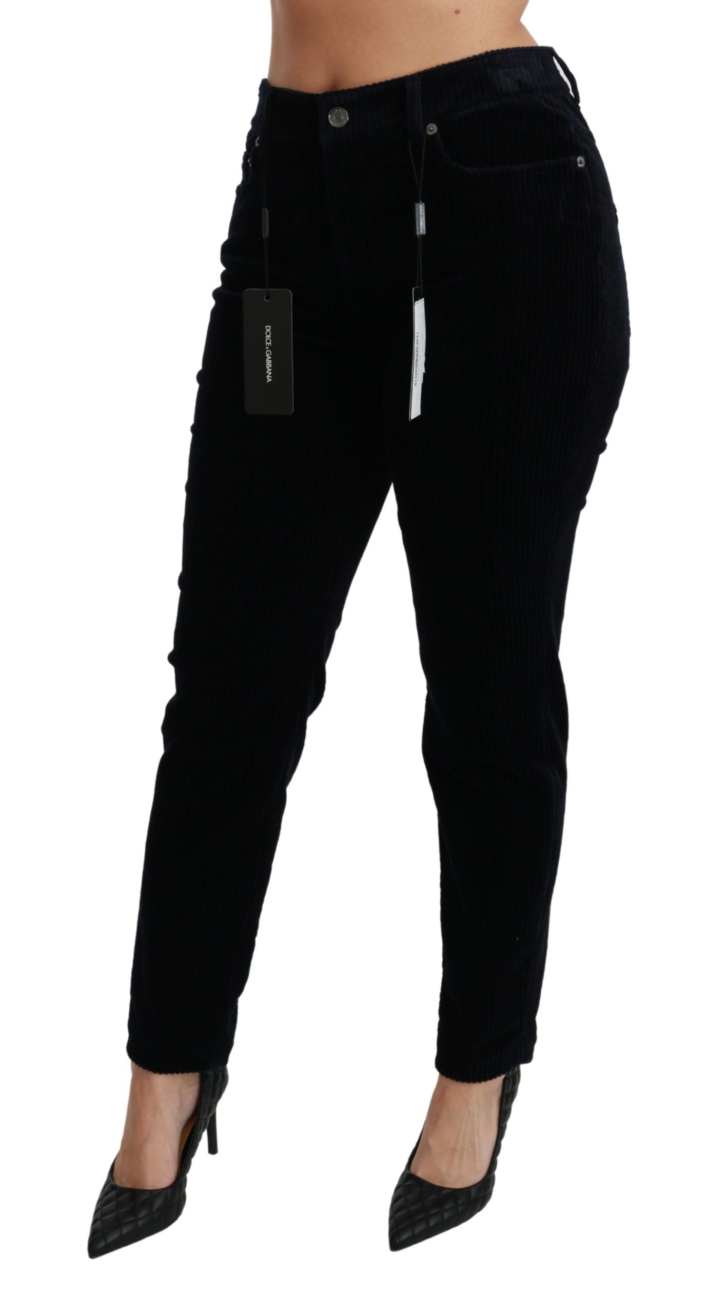 Blaue Cordjeans mit mittelhoher Taille