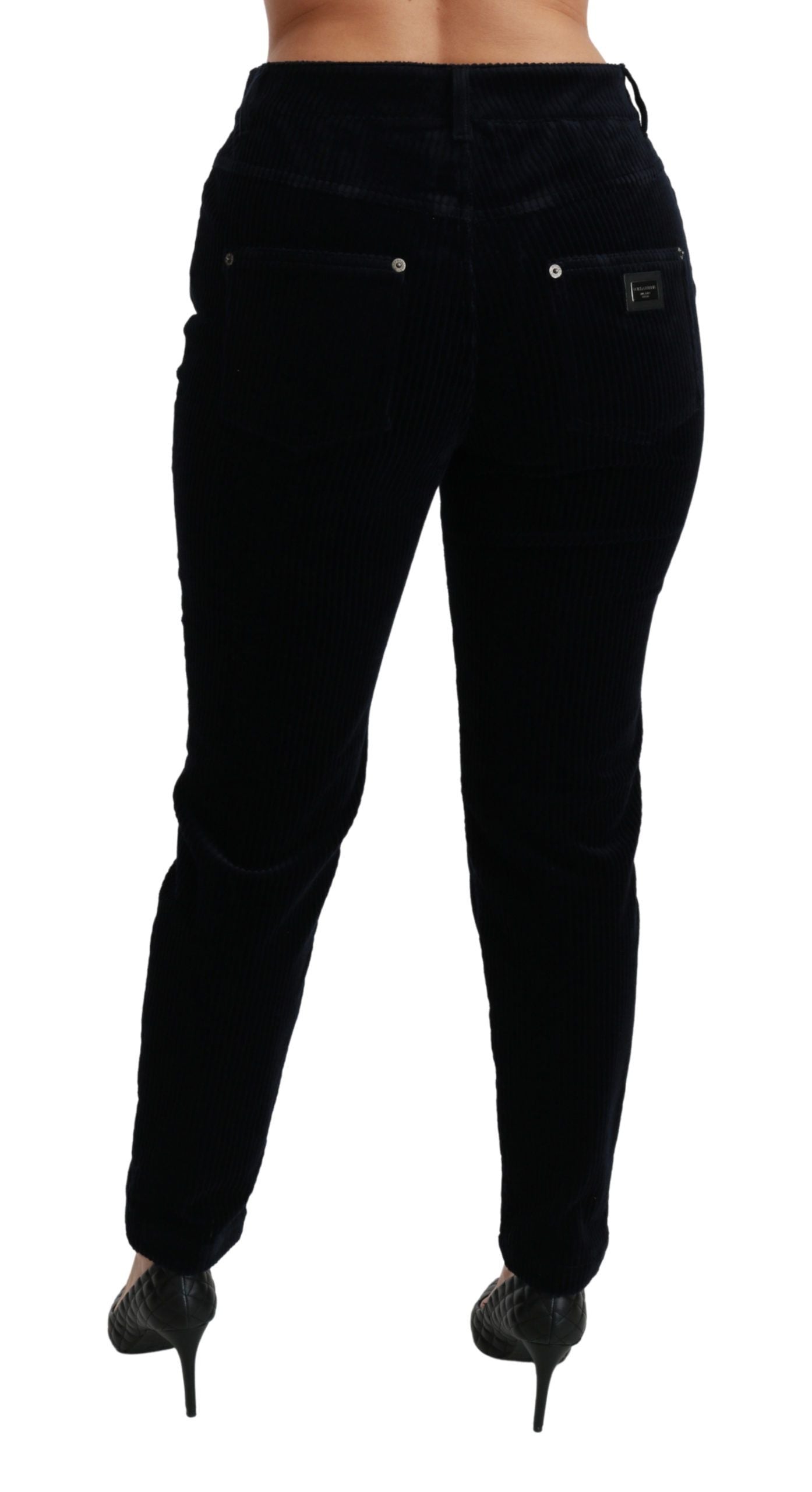 Blaue Cordjeans mit mittelhoher Taille