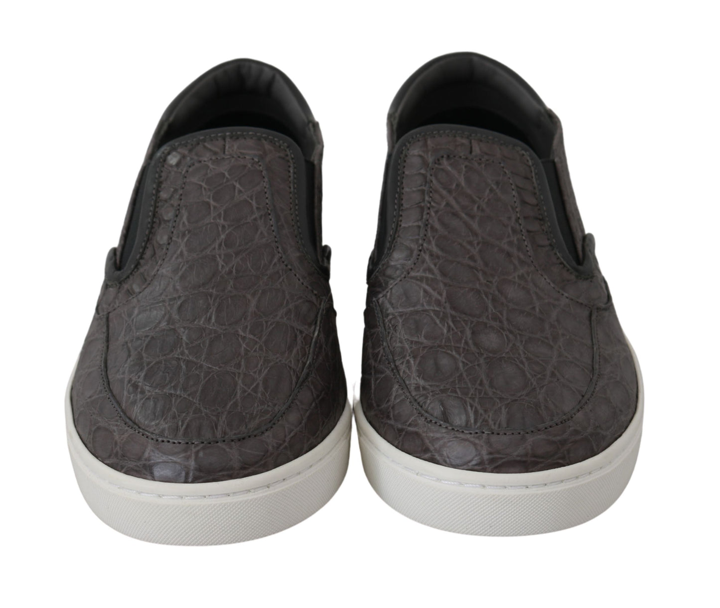 Graue flache Caiman-Loafer für Herren aus Leder