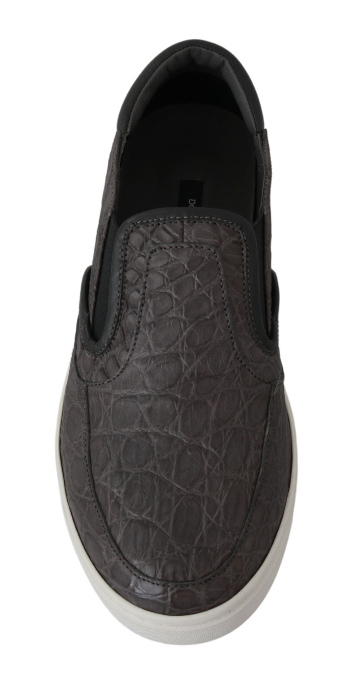 Graue flache Caiman-Loafer für Herren aus Leder