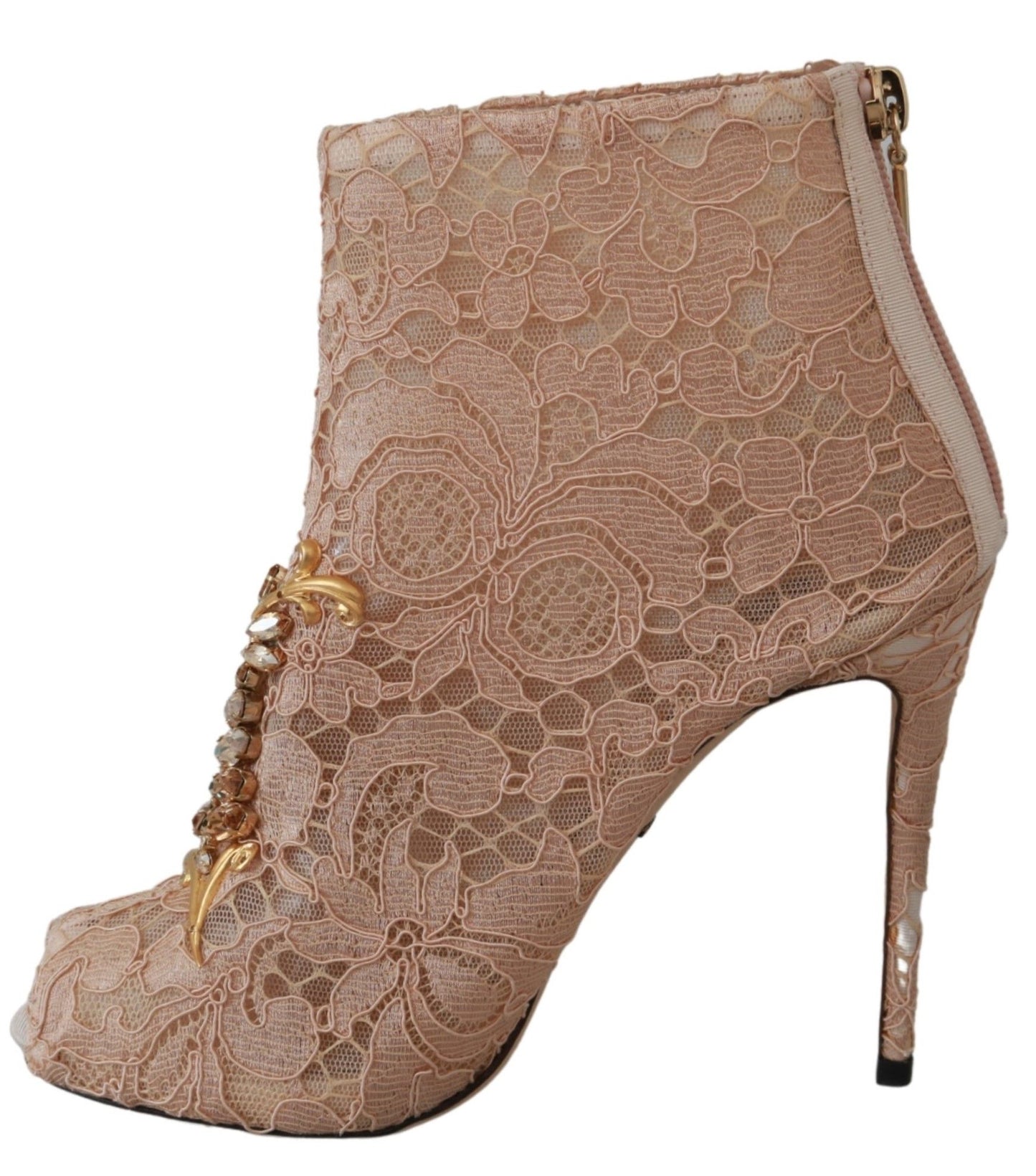 Rosa Kristall Spitze Booties Stilettos Schuhe