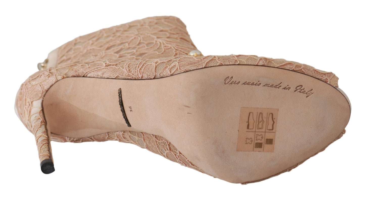 Rosa Kristall Spitze Booties Stilettos Schuhe