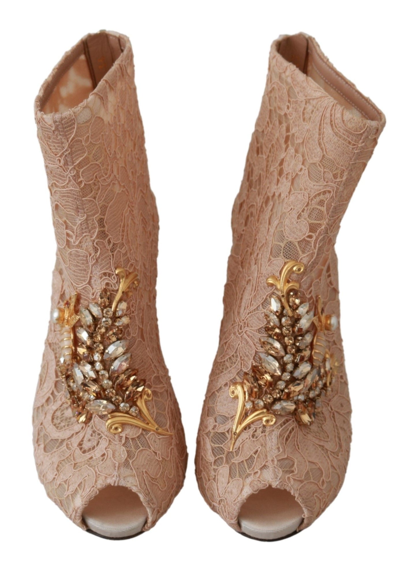 Rosa Kristall Spitze Booties Stilettos Schuhe