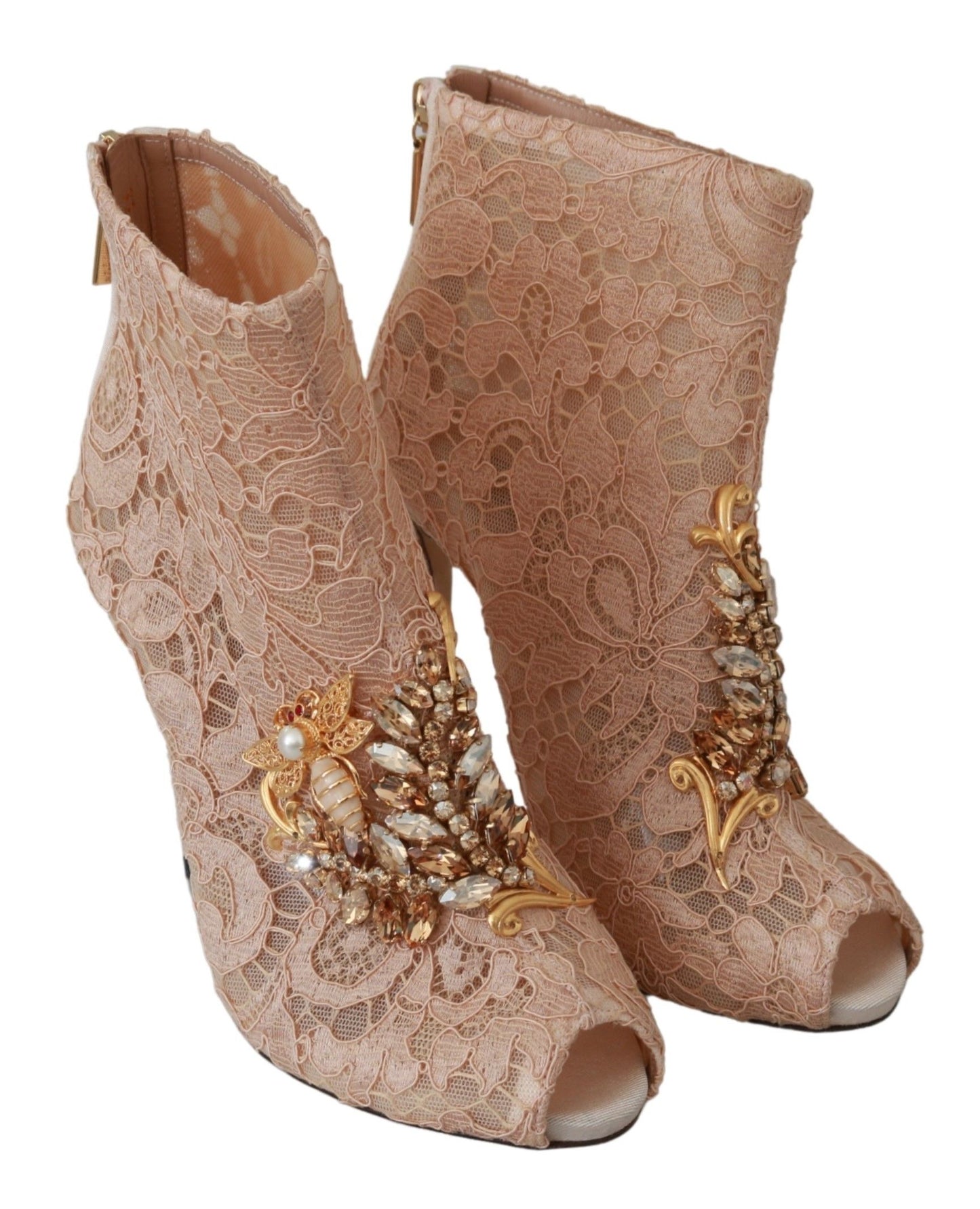 Rosa Kristall Spitze Booties Stilettos Schuhe