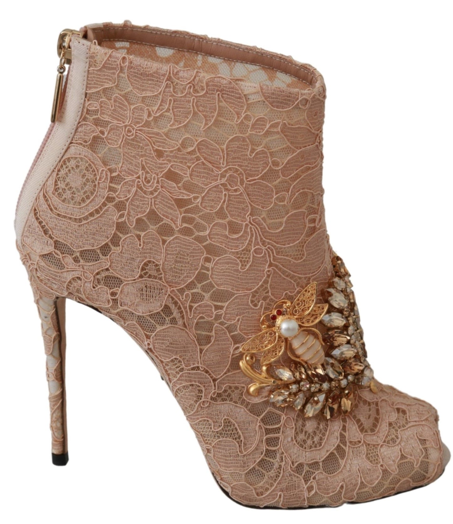 Rosa Kristall Spitze Booties Stilettos Schuhe