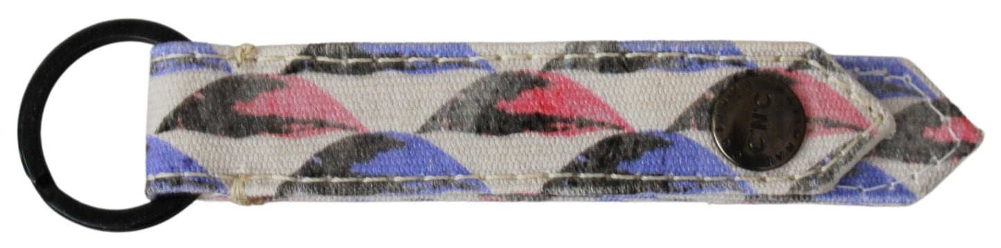 Textil-Schlüsselanhänger mit weißem Ring-Logo