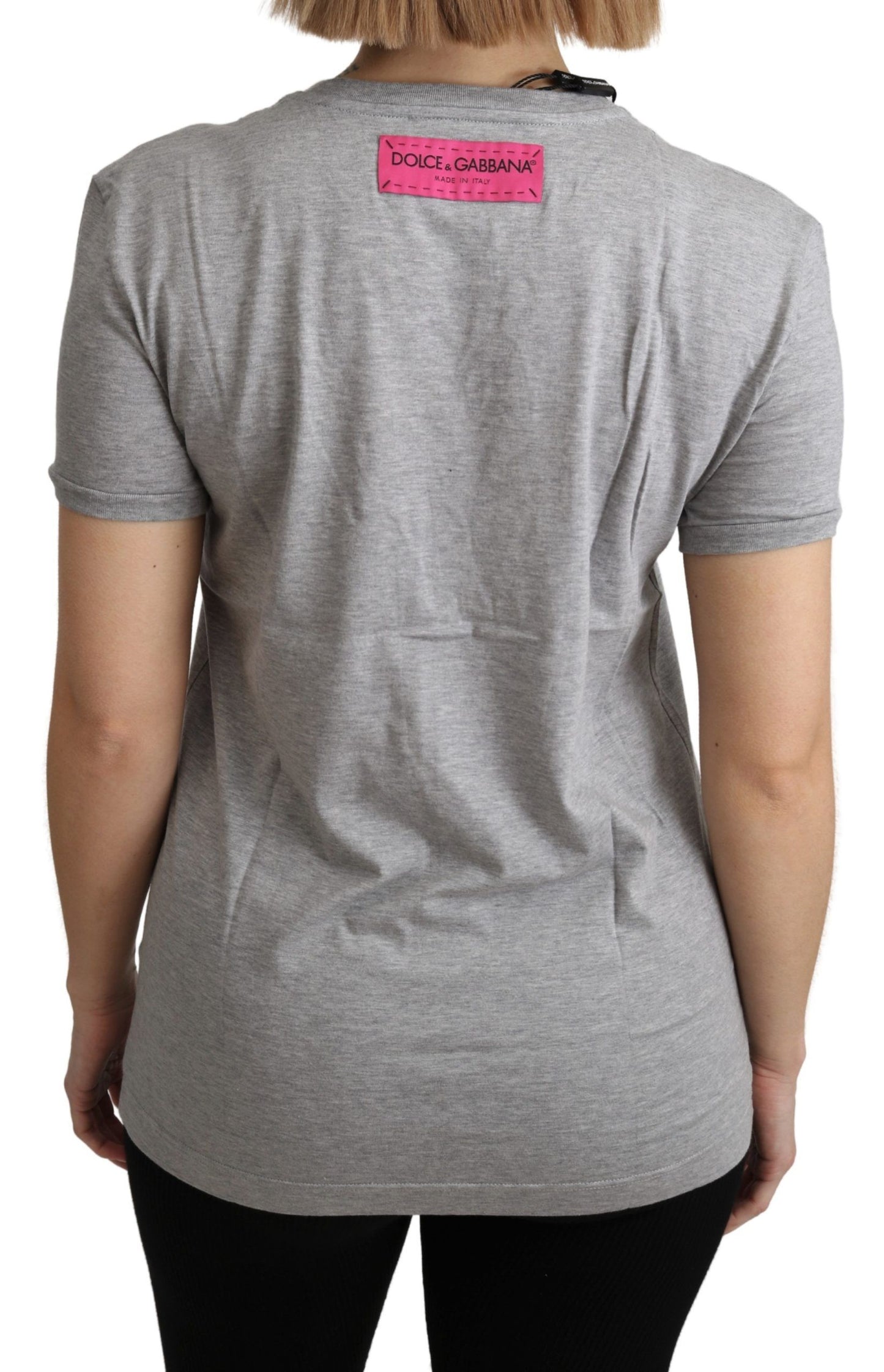 Graues Amore e Bellezza Top-T-Shirt aus Baumwolle