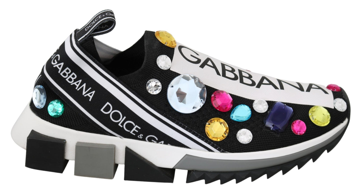 Schwarze, mehrfarbige Sneaker mit Kristallen
