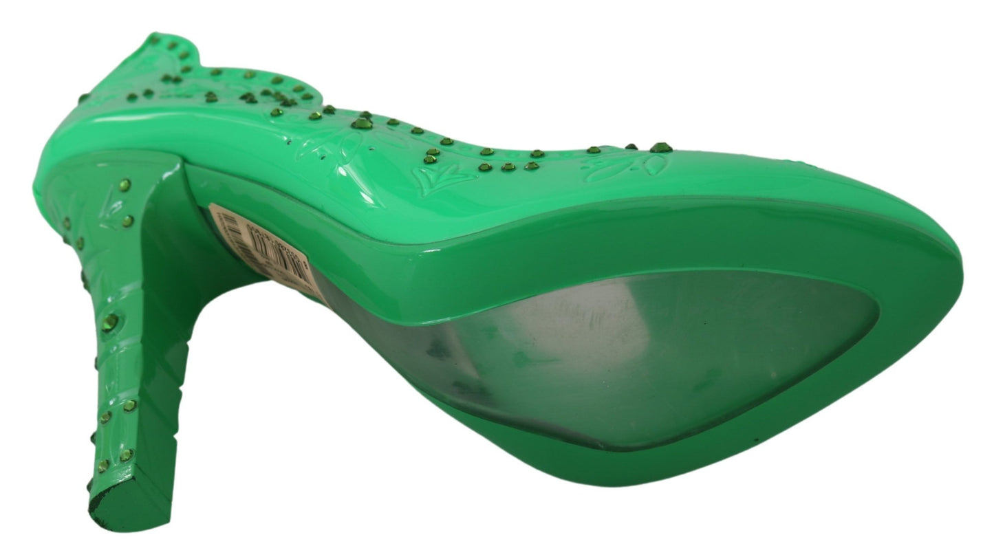 Grüne Kristall Blumen Heels CINDERELLA Schuhe