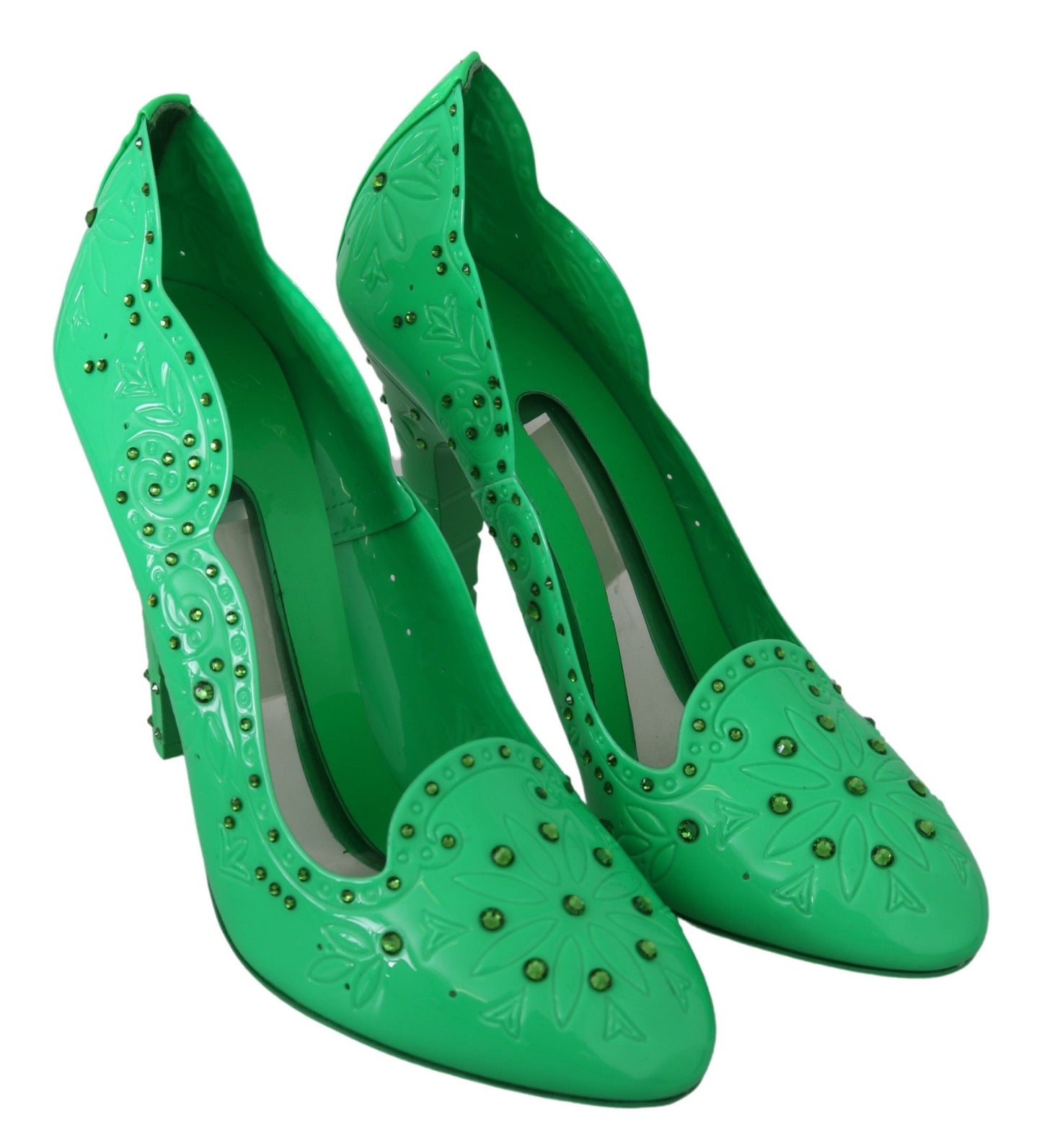 Grüne Kristall Blumen Heels CINDERELLA Schuhe