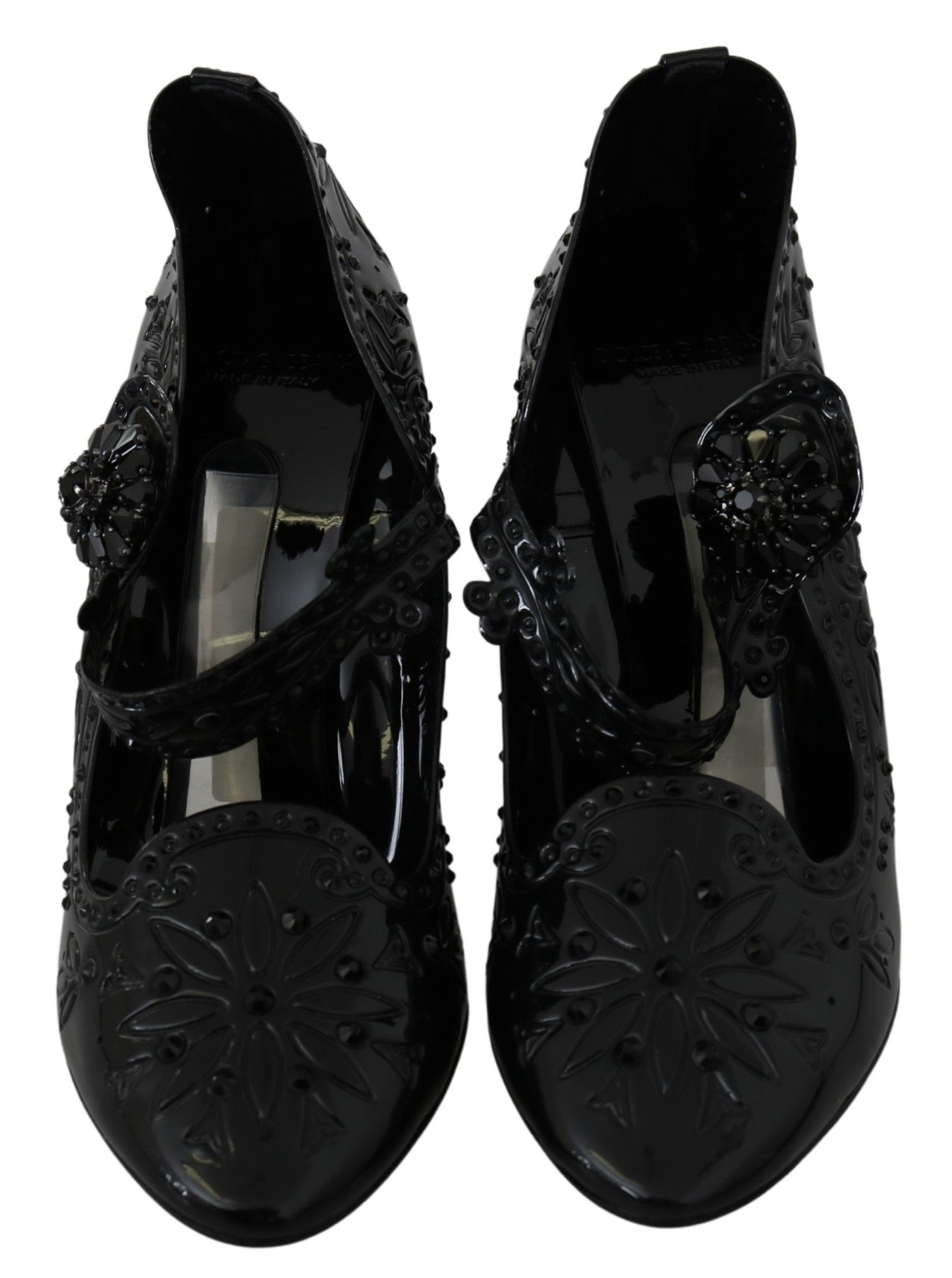 Schwarze Blumen Kristall CINDERELLA Heels Schuhe