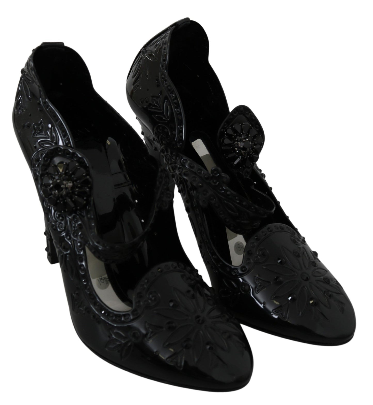 Schwarze Blumen Kristall CINDERELLA Heels Schuhe