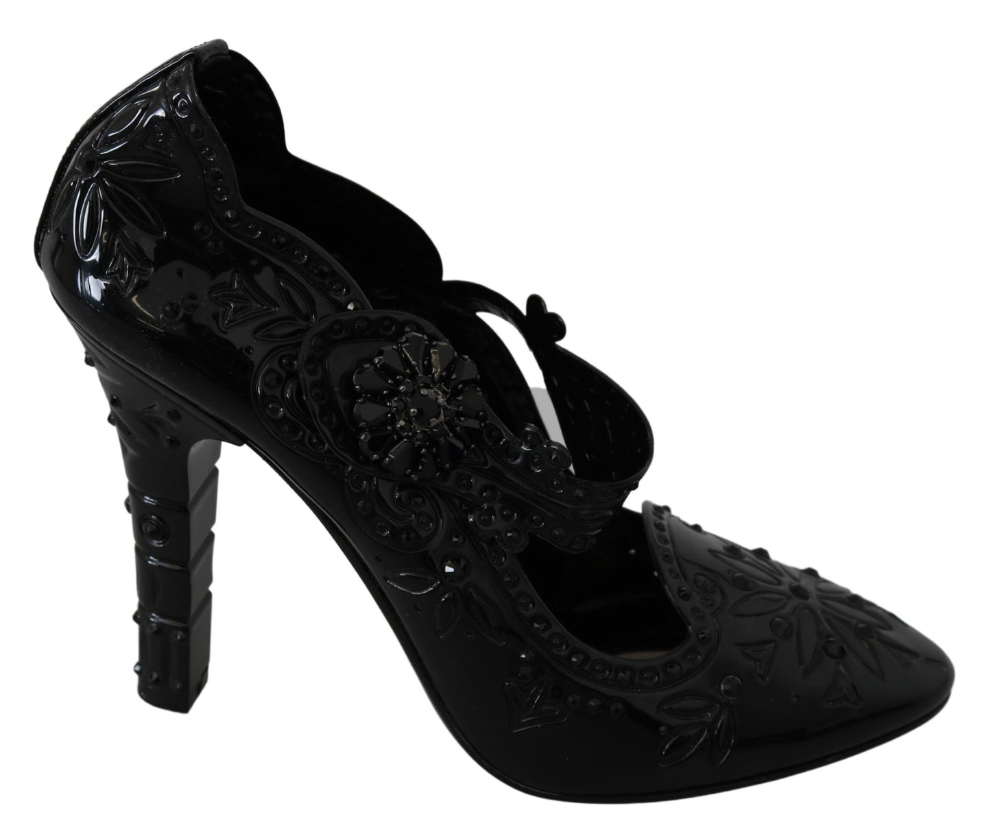 Schwarze Blumen Kristall CINDERELLA Heels Schuhe