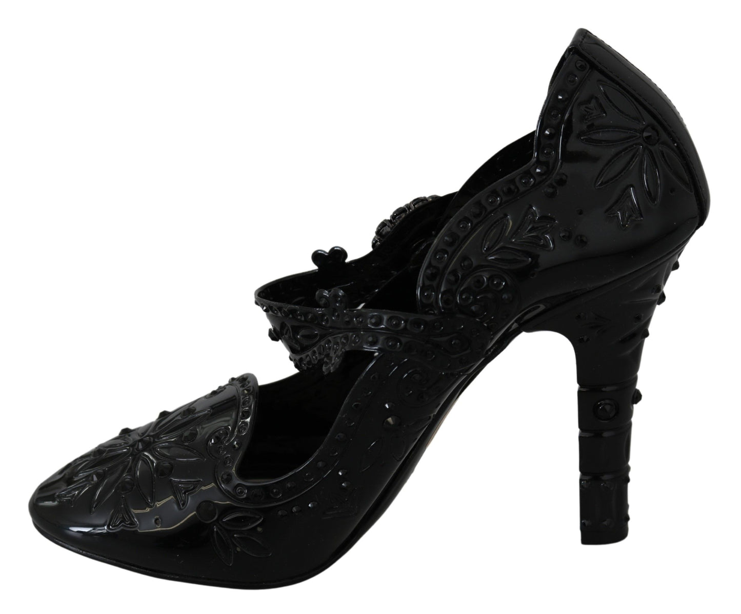 Schwarze Blumen Kristall CINDERELLA Heels Schuhe