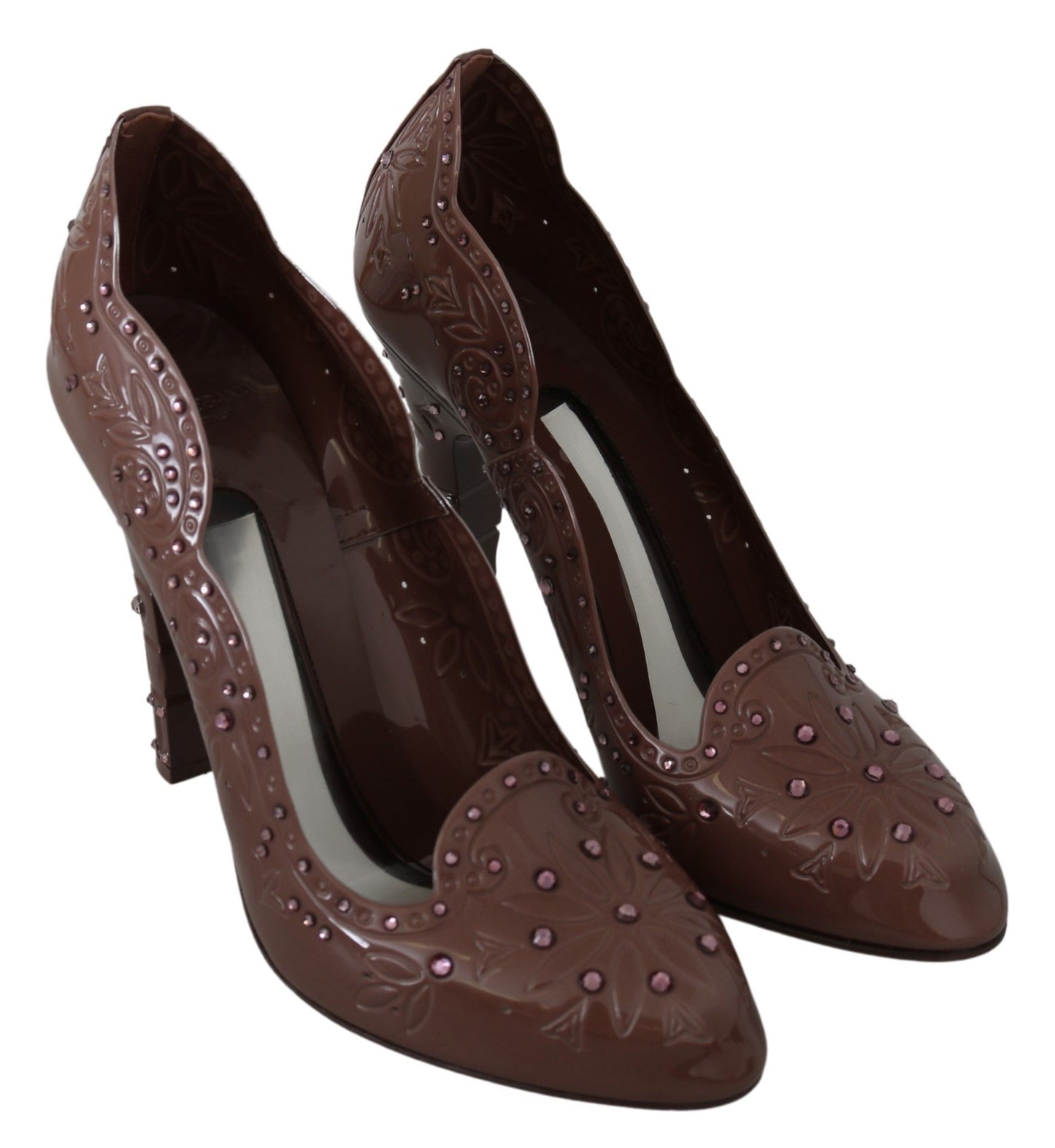 Braune Blumen Kristall Heels CINDERELLA Schuhe