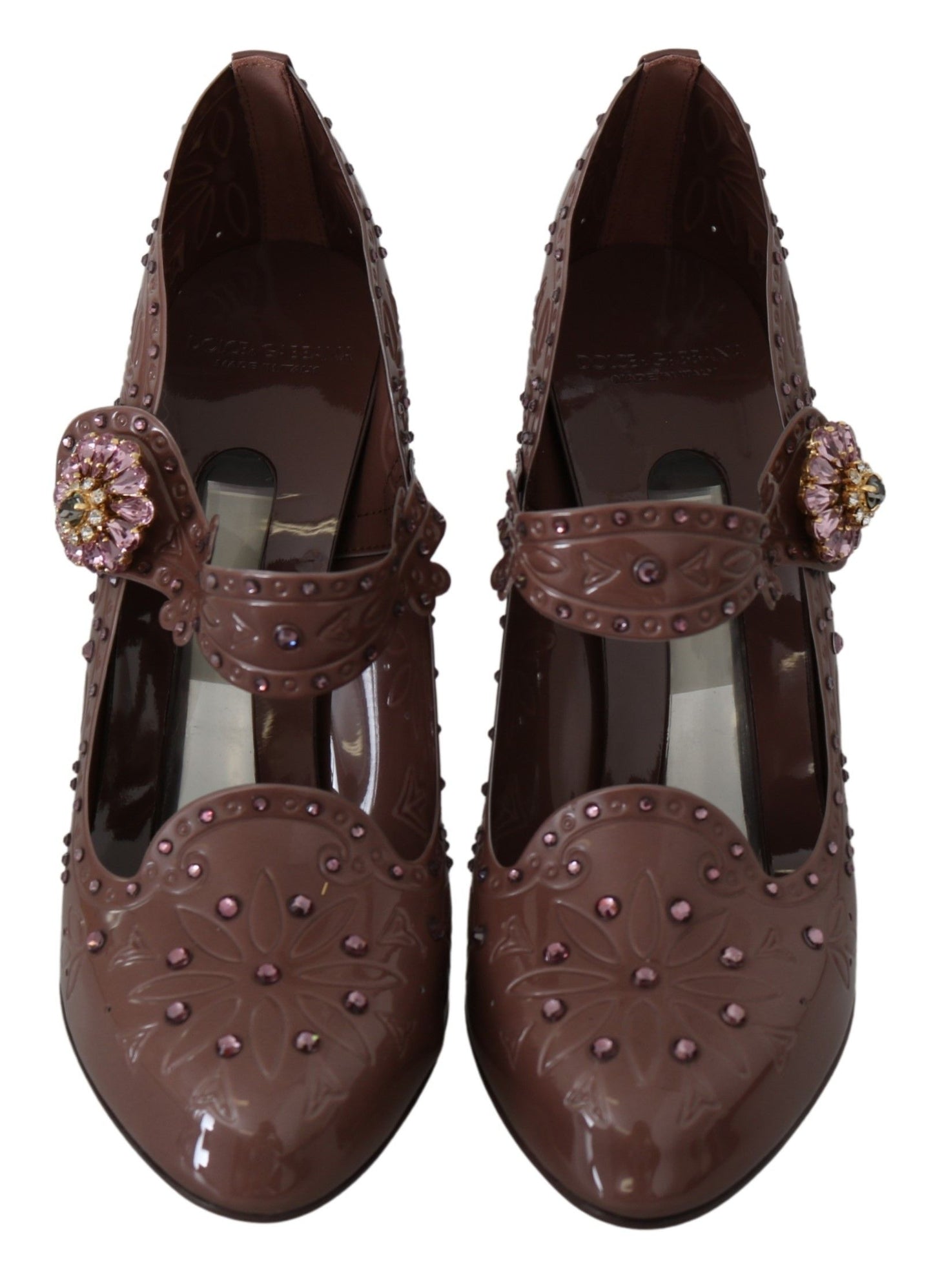 Braune Blumenkristall-CINDERELLA-Heels-Schuhe
