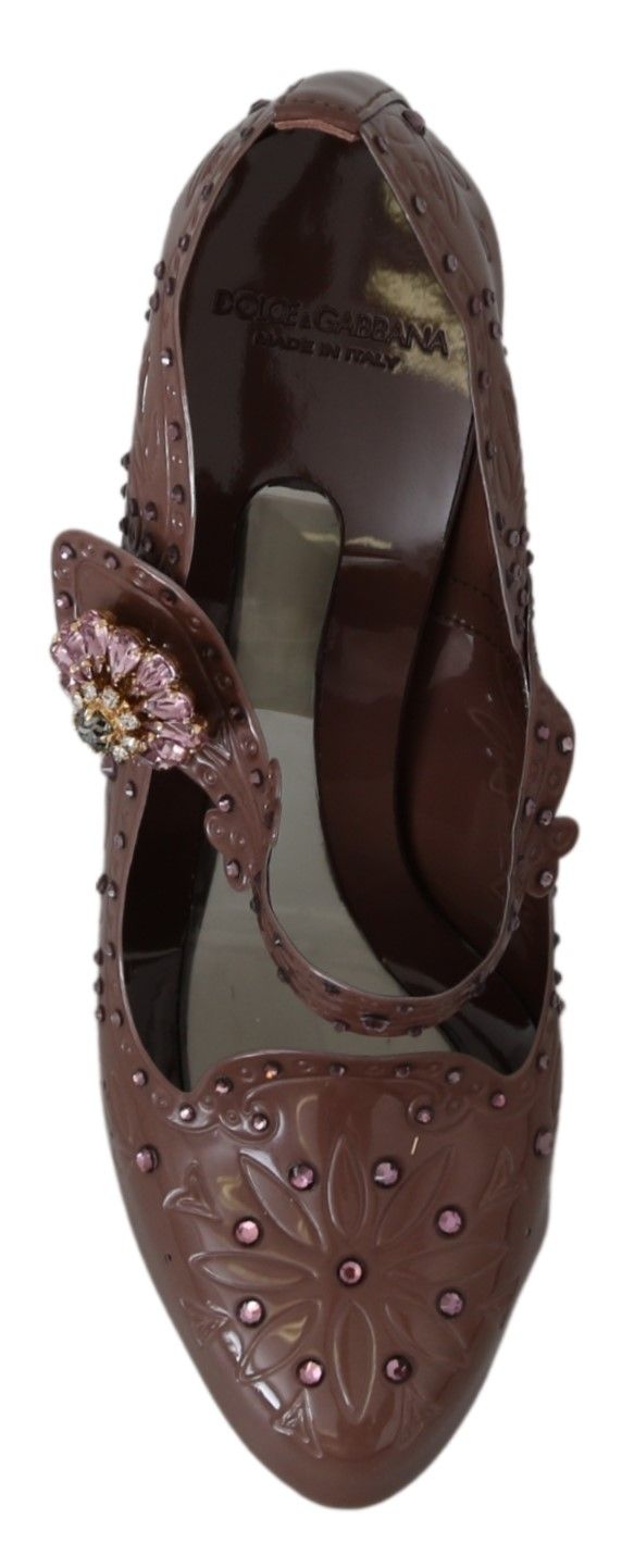Braune Blumenkristall-CINDERELLA-Heels-Schuhe