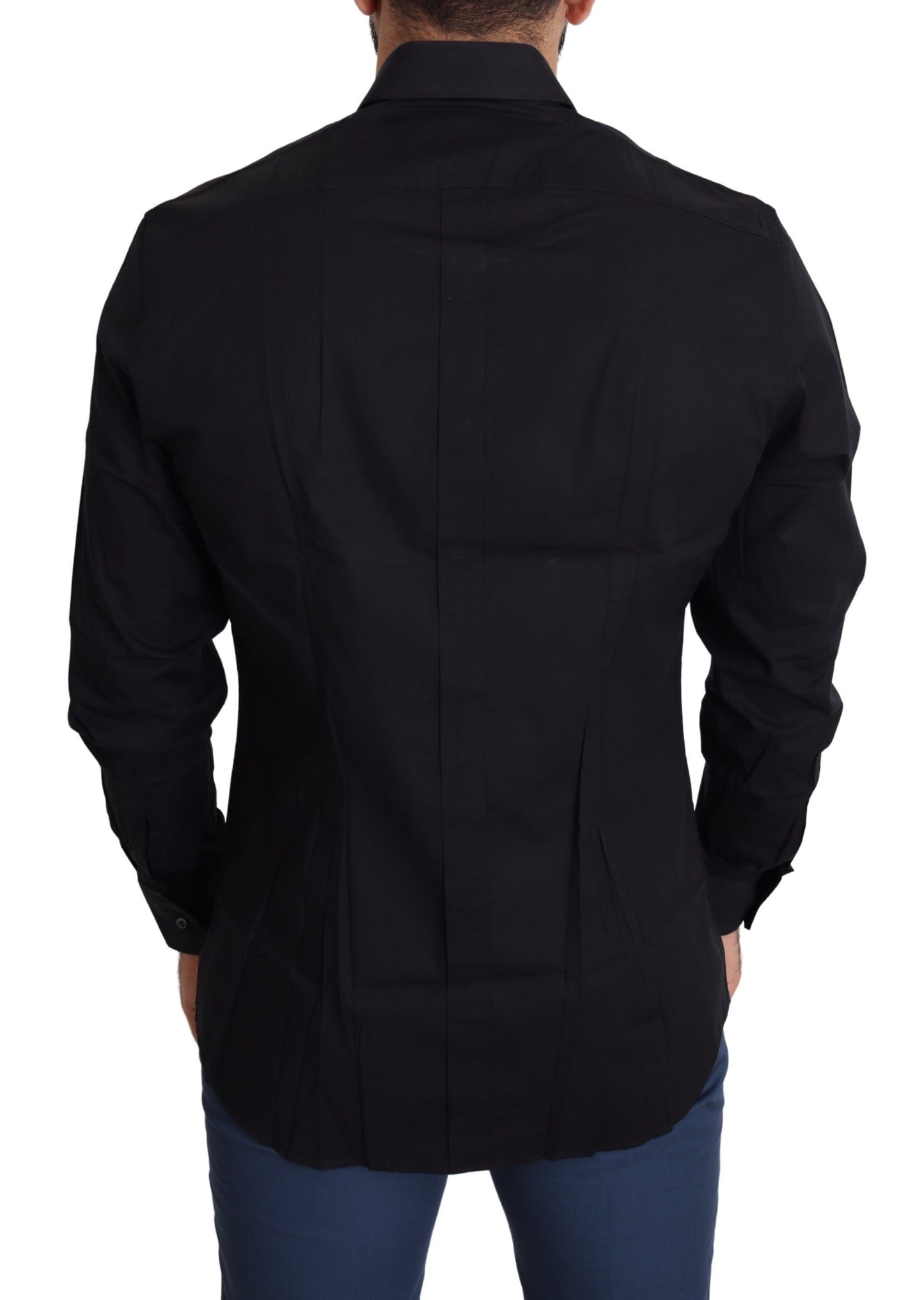 Schwarzes formelles GOLD-Hemd aus Baumwollstretch