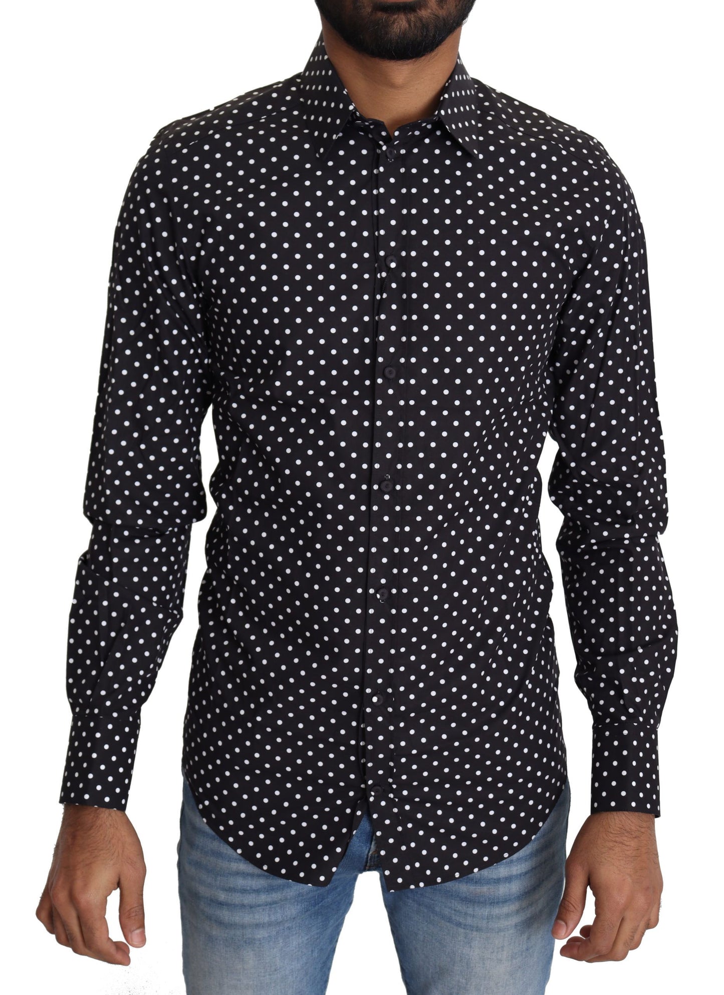 Schwarz-weißes Polka Dots Freizeithemd