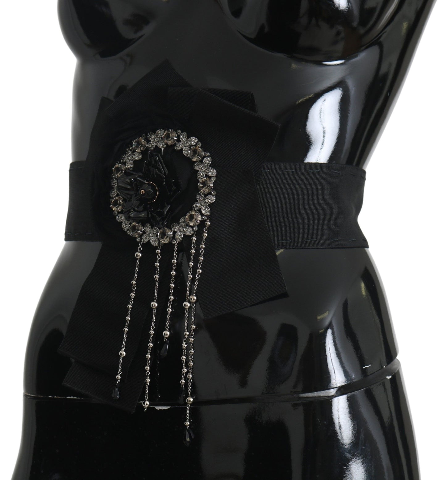 Schwarze Kristallbrosche, breiter Wai SATORIA-Gürtel