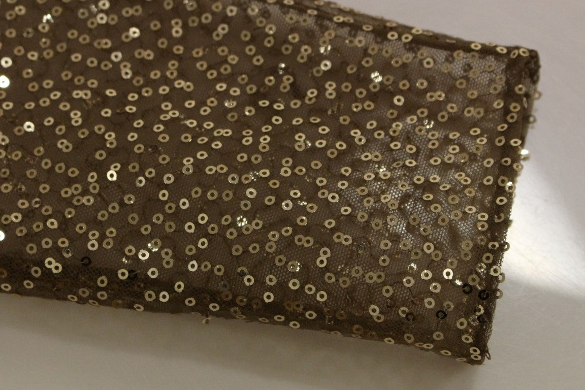 GOLDENES langes Maxikleid aus Spitze mit Kristallen