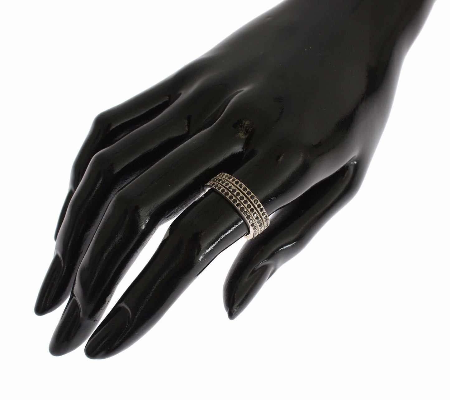 Damenring aus 925er Sterlingsilber mit schwarzem Zirkonia