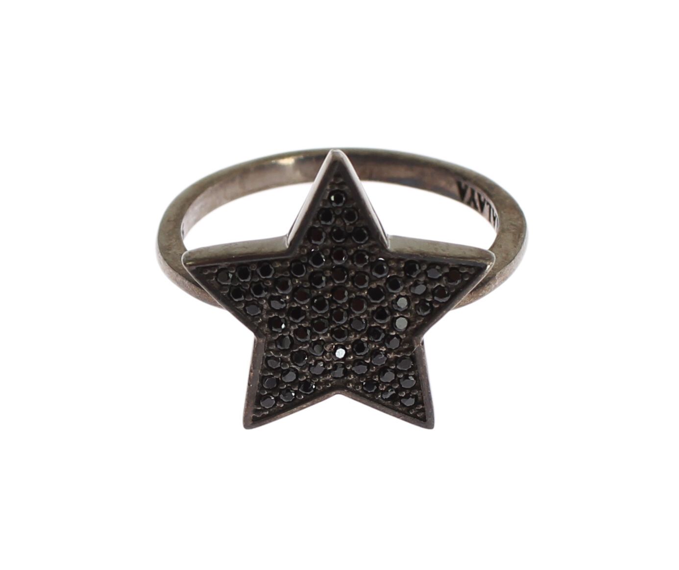 Schwarzer CZ-Stern 925 Silber Damenring
