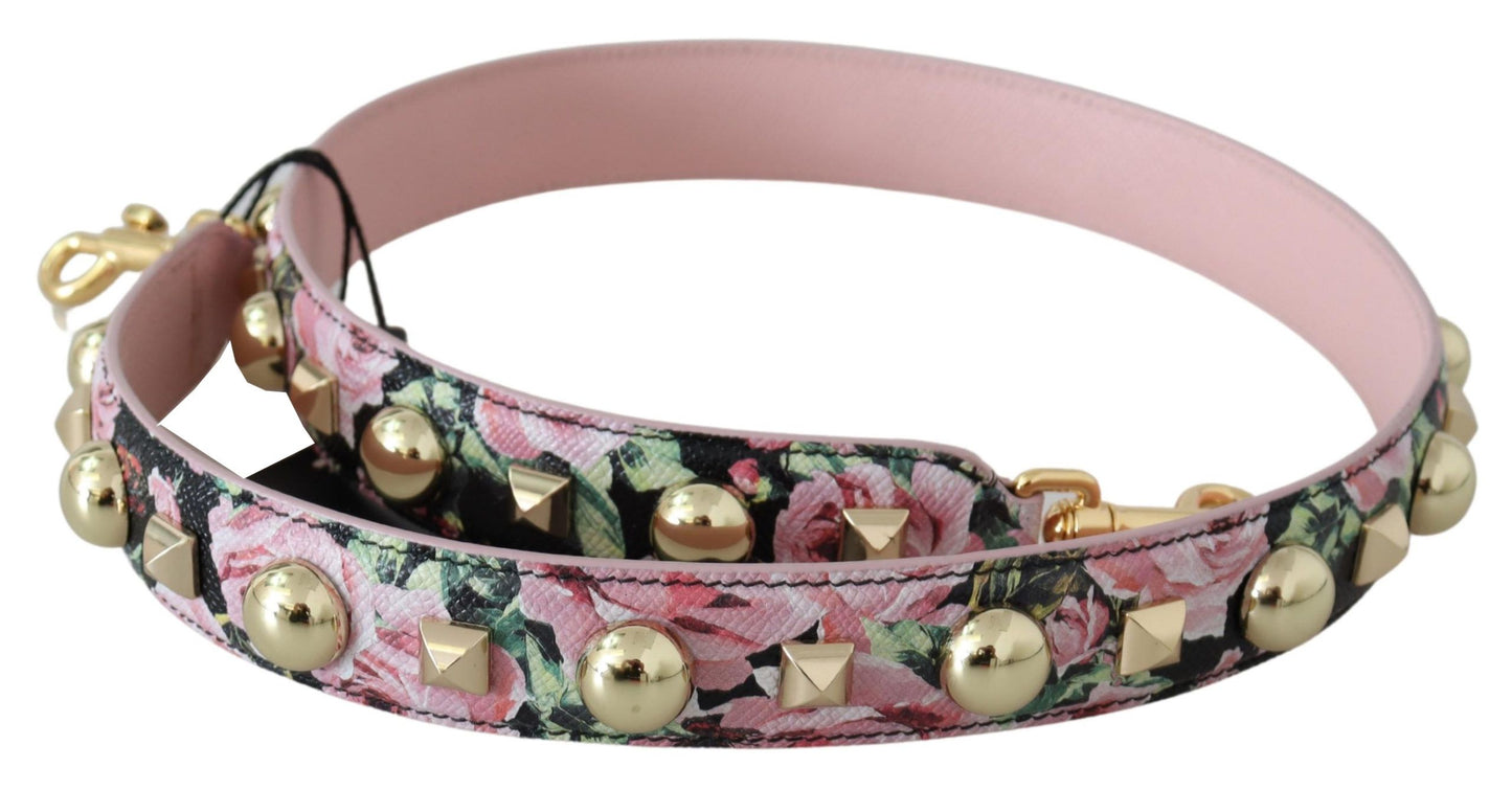 Rosa Blumen Gold Nieten Tasche Accessoire Schultergurt