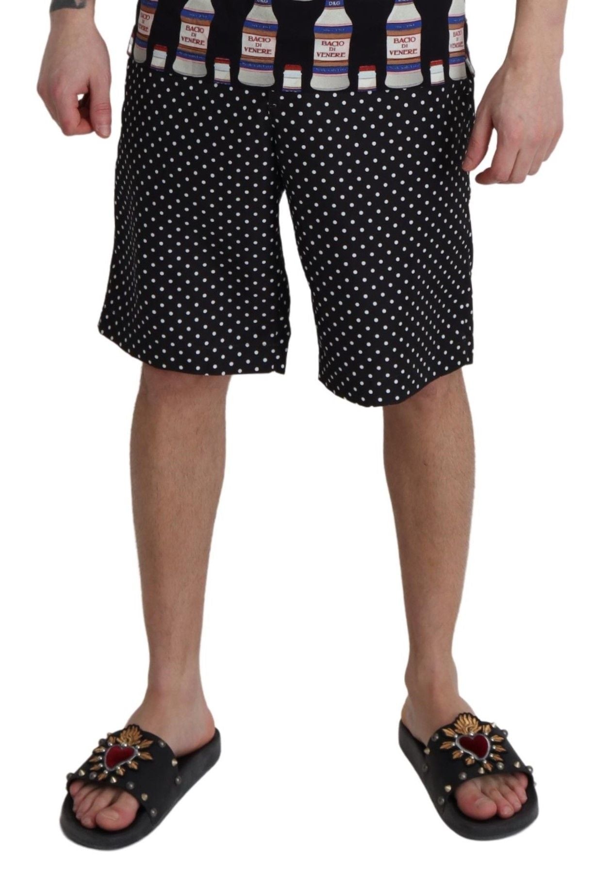 Schwarze Polka Dots Beachwear Shorts Bademode