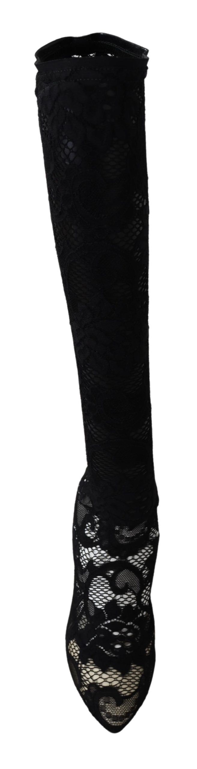 Schwarze Taormina Spitzensocken Stiefel Schuhe Pumps
