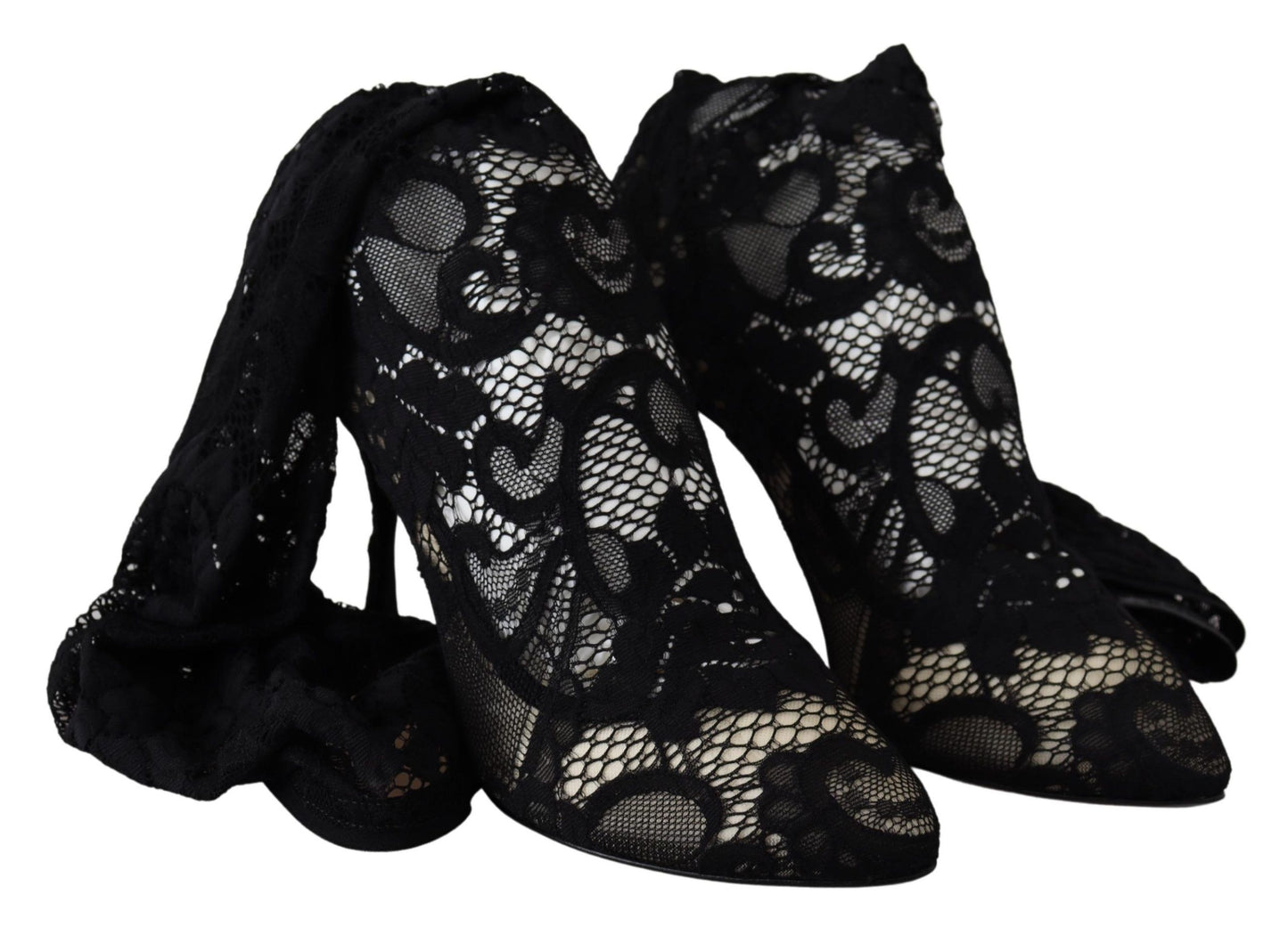 Schwarze Taormina Spitzensocken Stiefel Schuhe Pumps