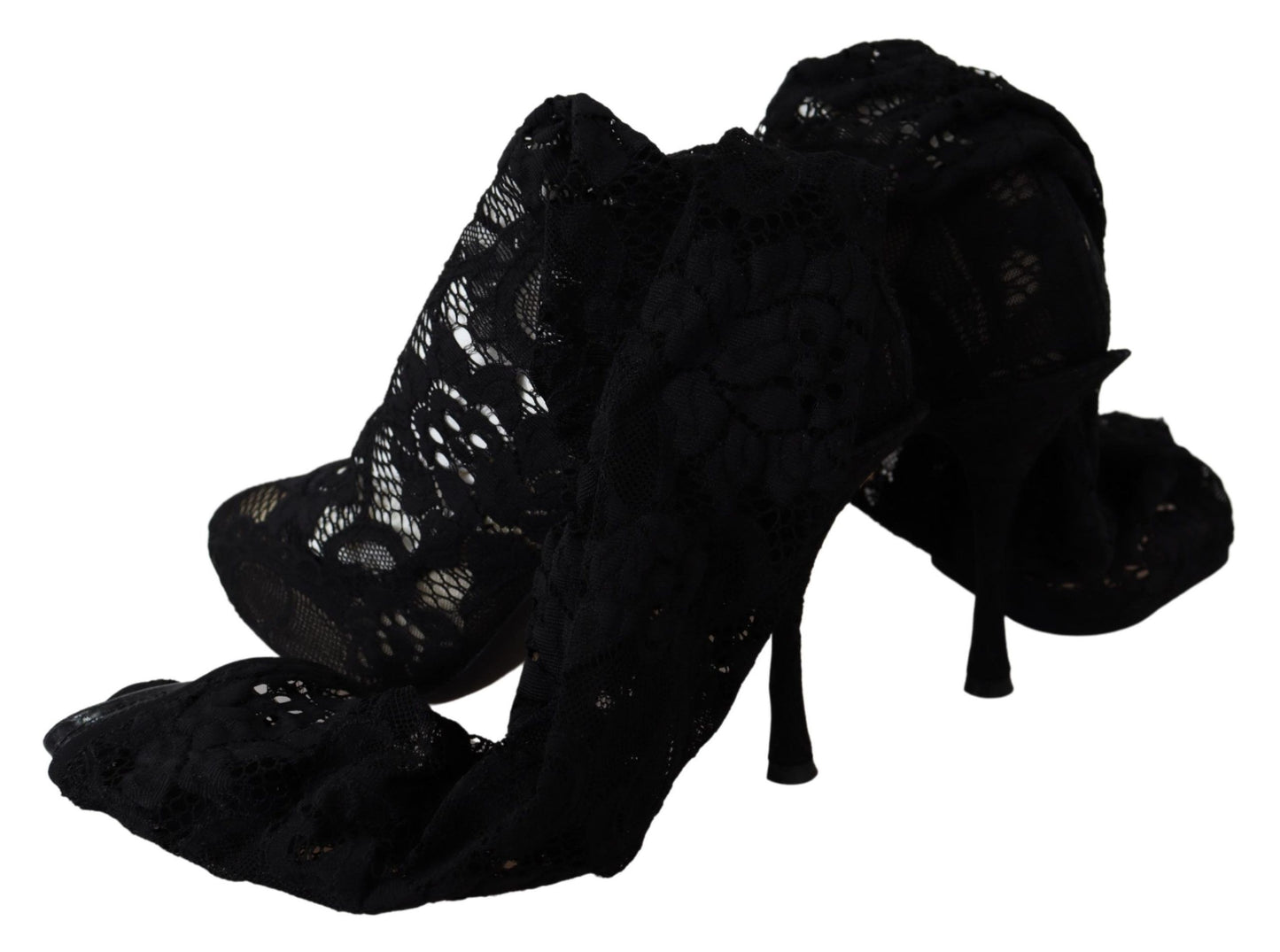 Schwarze Taormina Spitzensocken Stiefel Schuhe Pumps