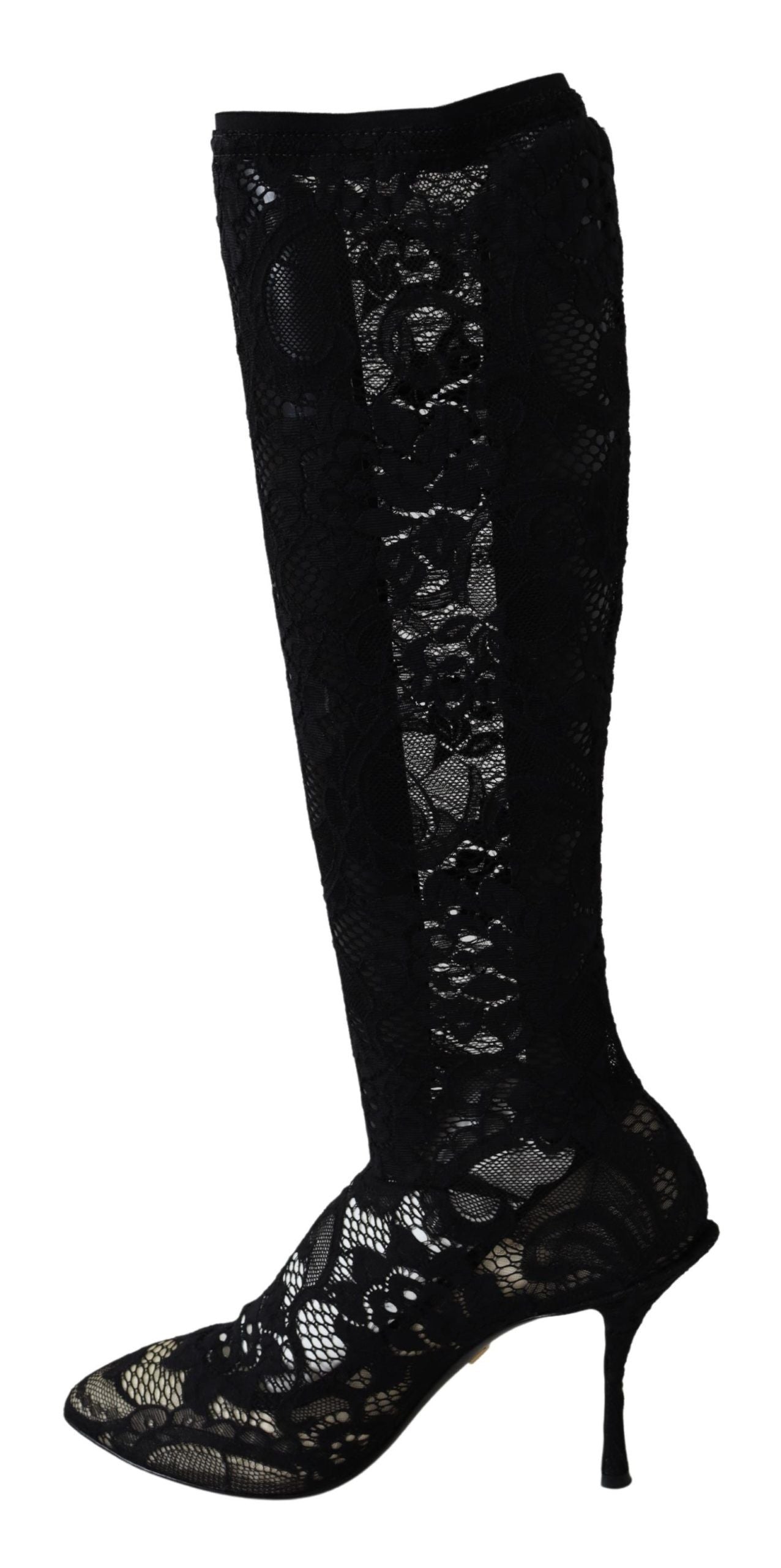 Schwarze Taormina Spitzensocken Stiefel Schuhe Pumps