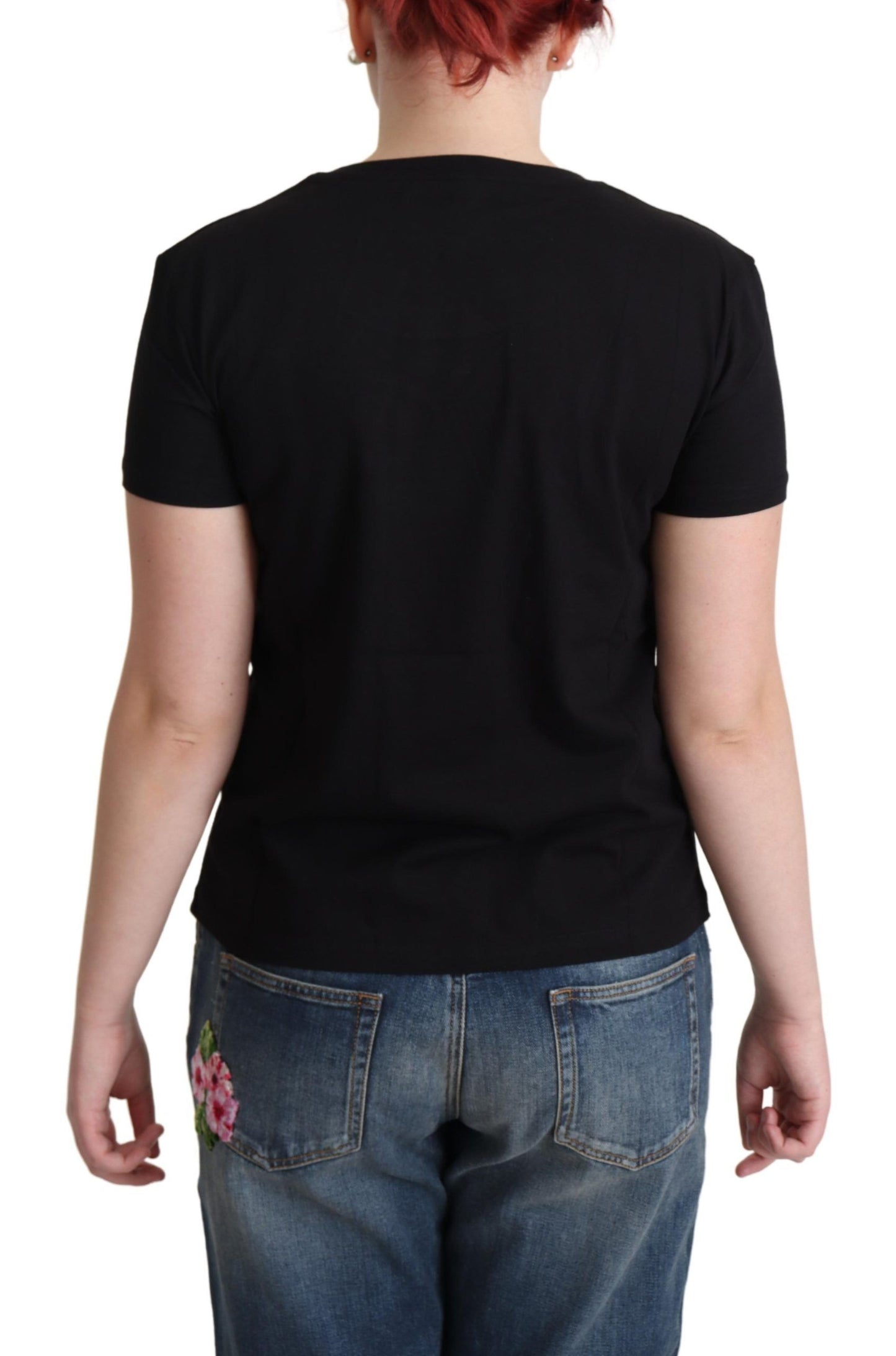 Schwarzes T-Shirt aus Baumwolle mit Sunny Milano-Print