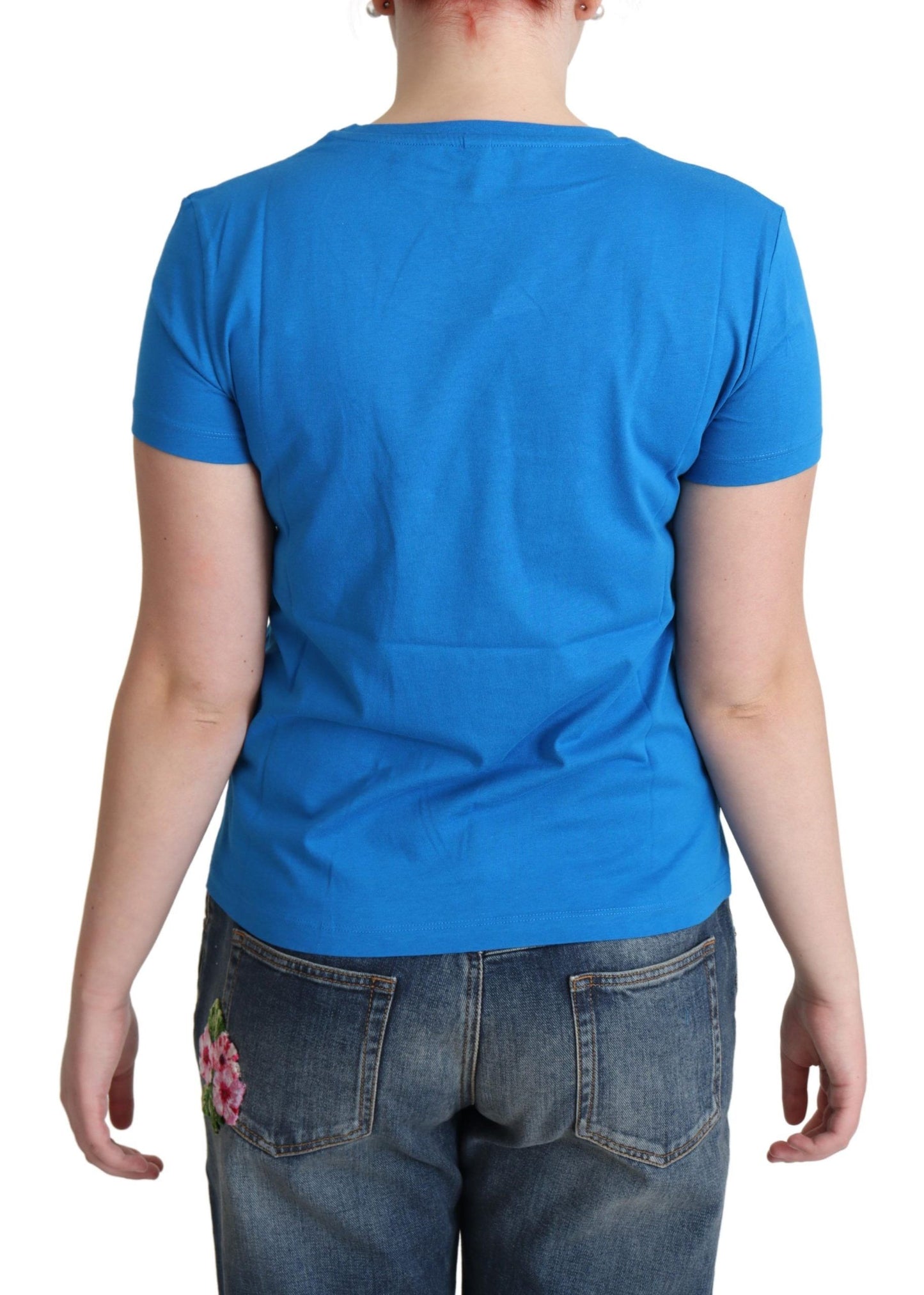 Blaues T-Shirt aus Baumwolle mit „Come Play 4 Us“-Print