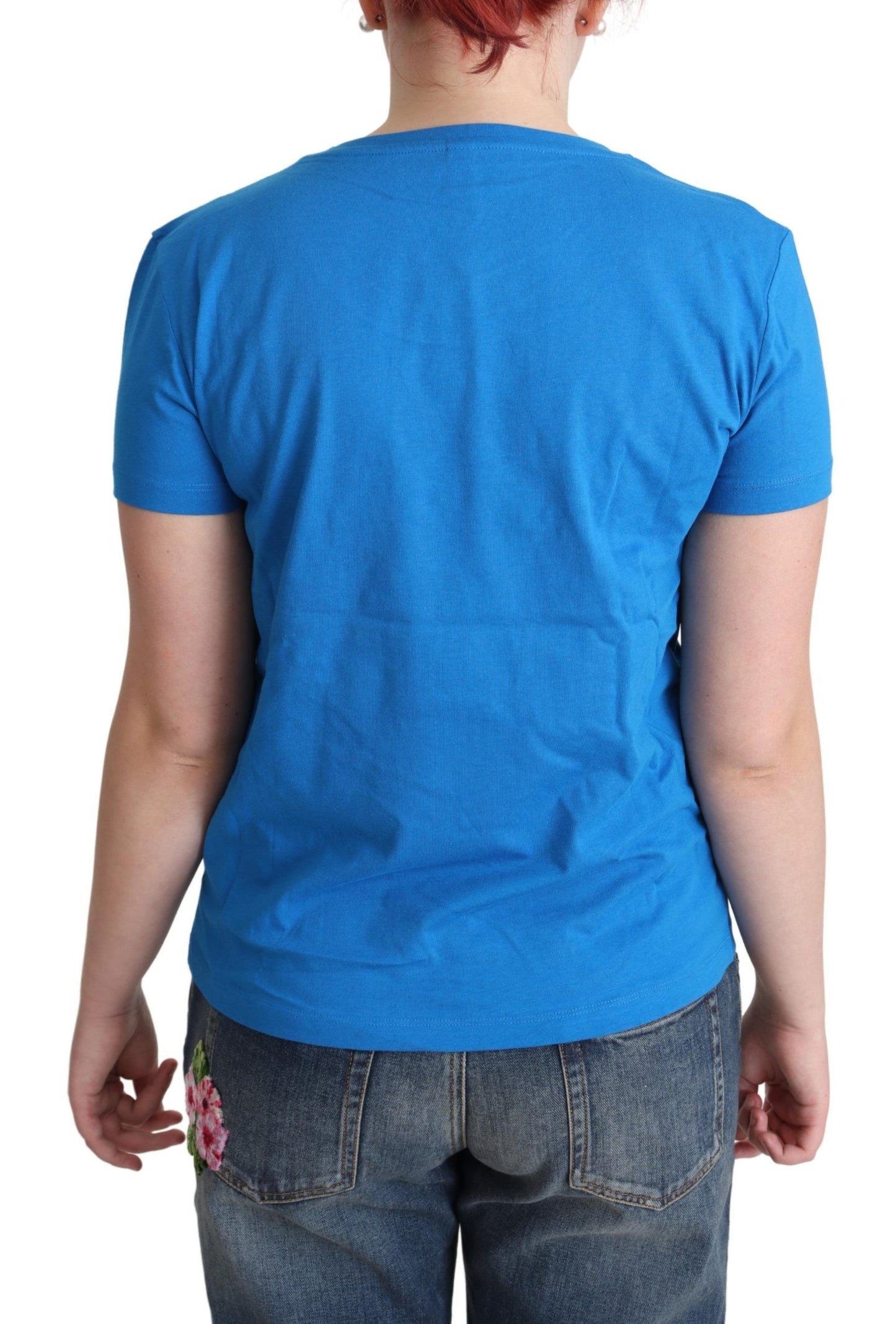 Blaues T-Shirt aus Baumwolle mit grafischem Dreieck