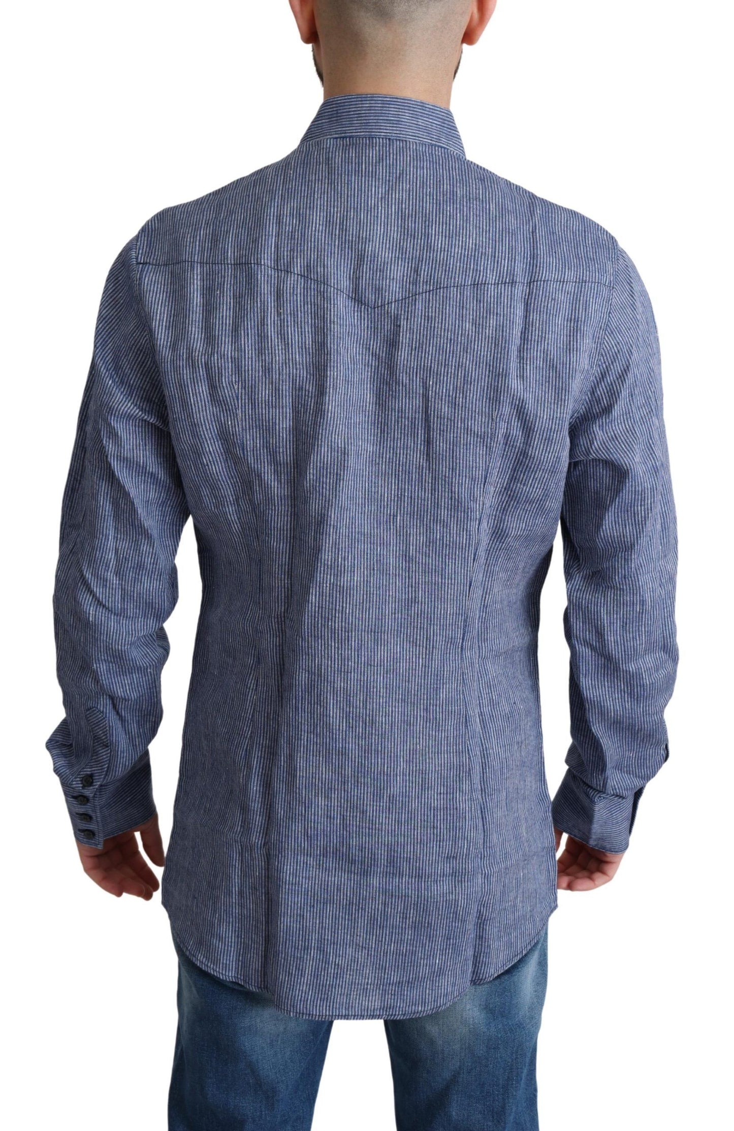 Blau gestreiftes Herren Casual Button-Down-Hemd