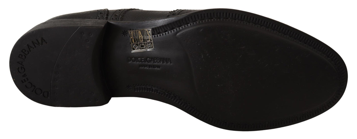 Schwarze Oxford-Schuhe aus Leder mit Flügelkappe