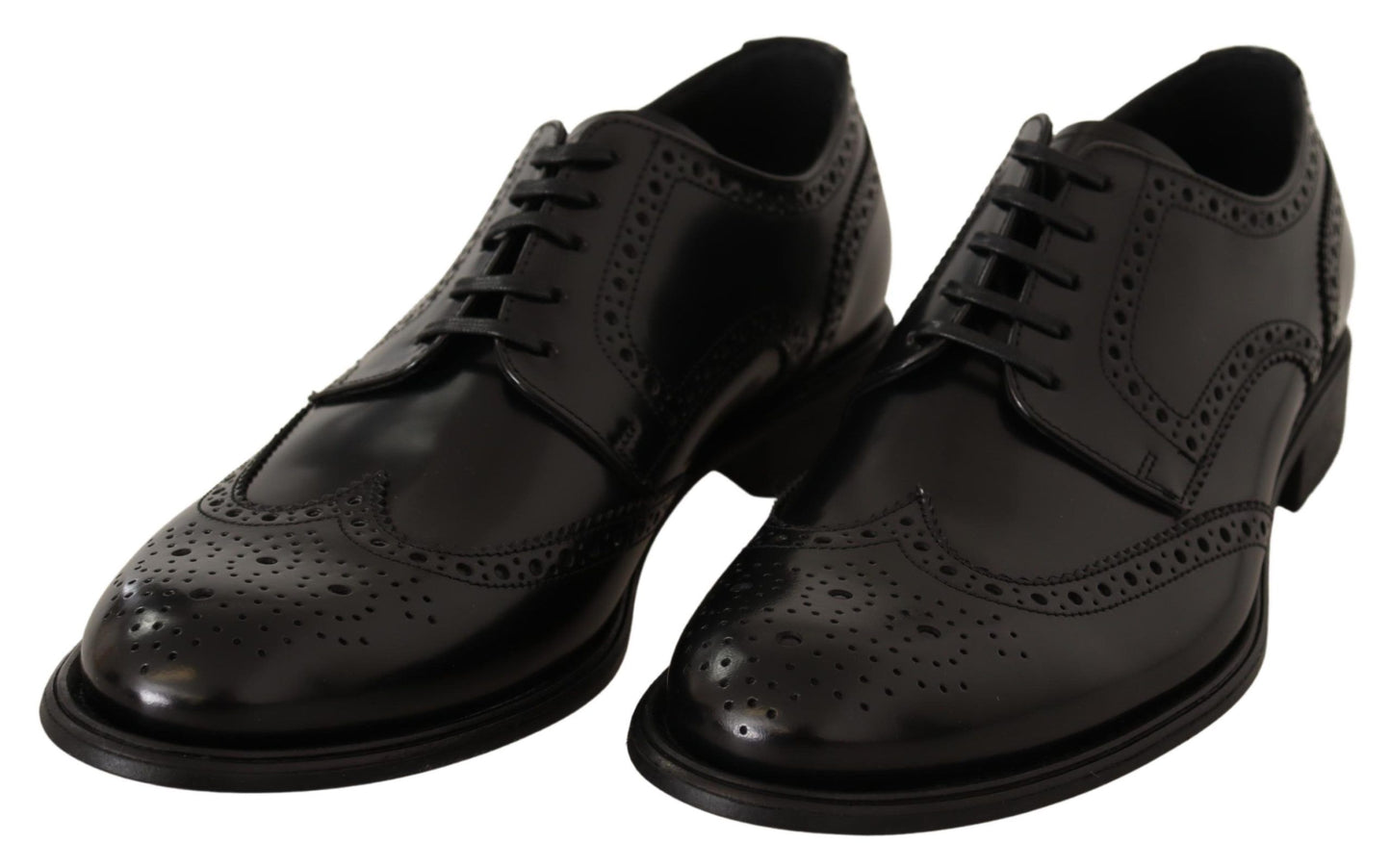 Schwarze Oxford-Schuhe aus Leder mit Flügelkappe