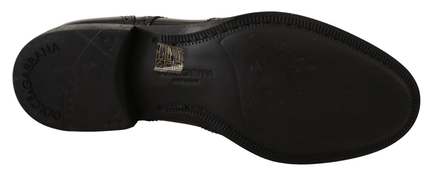 Schwarze Oxford-Schuhe aus Leder mit Flügelkappe