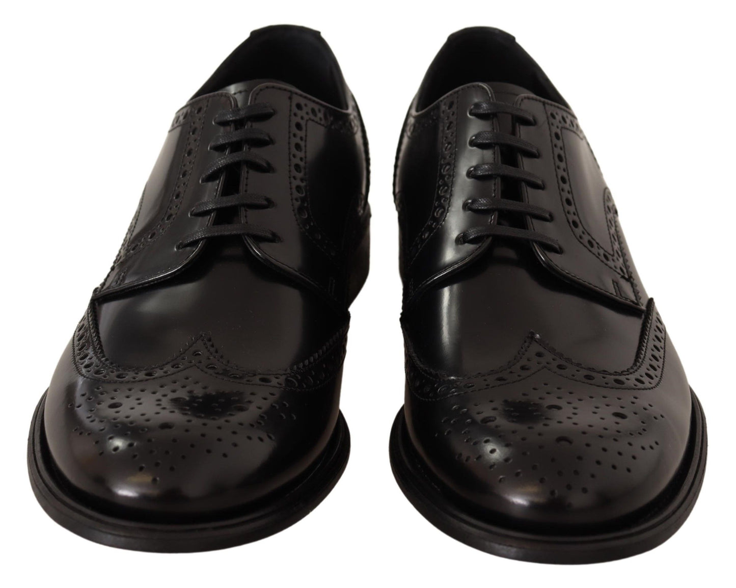 Schwarze Oxford-Schuhe aus Leder mit Flügelkappe
