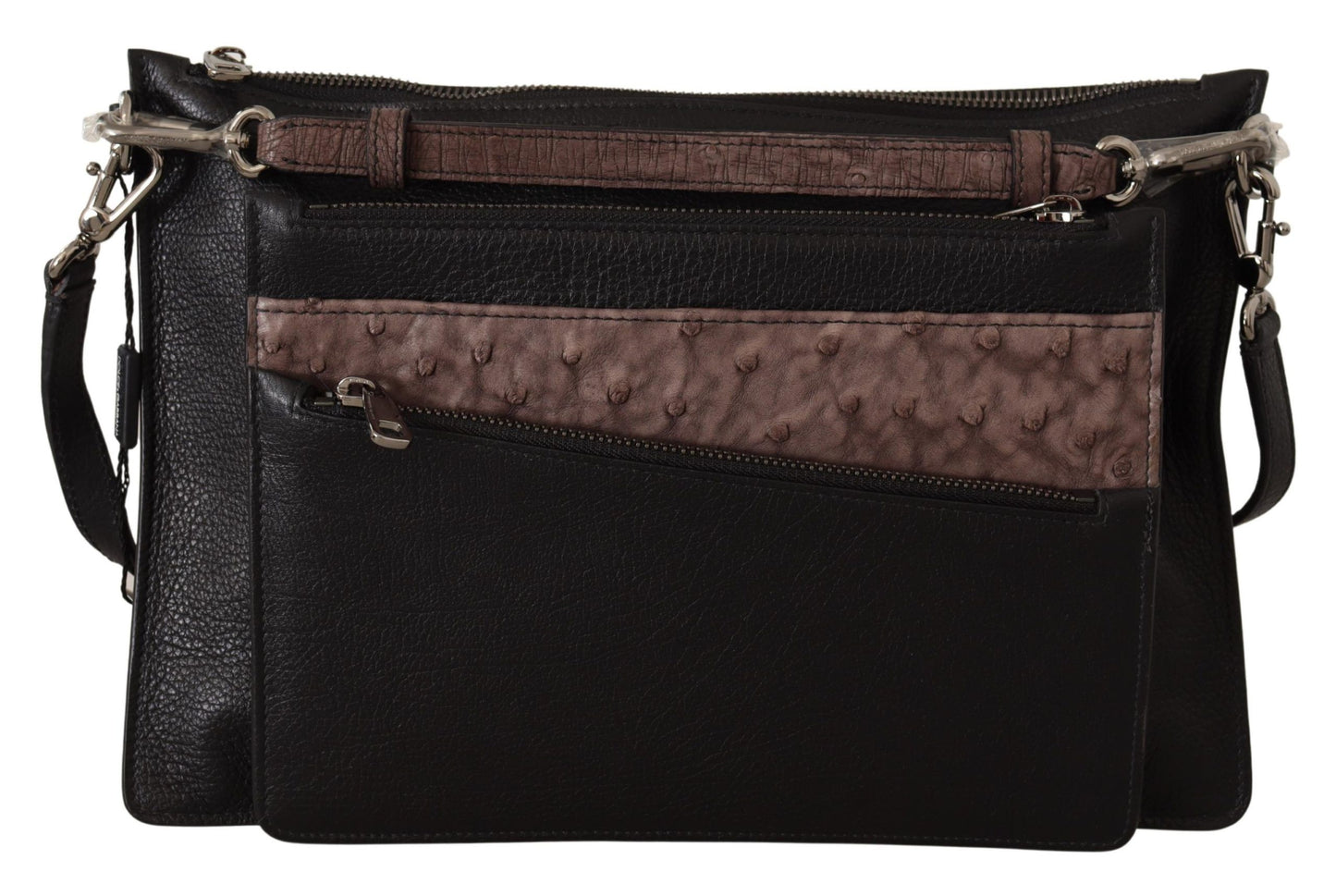 Schwarze Alta Sartoria-Schultertasche aus exotischem Leder