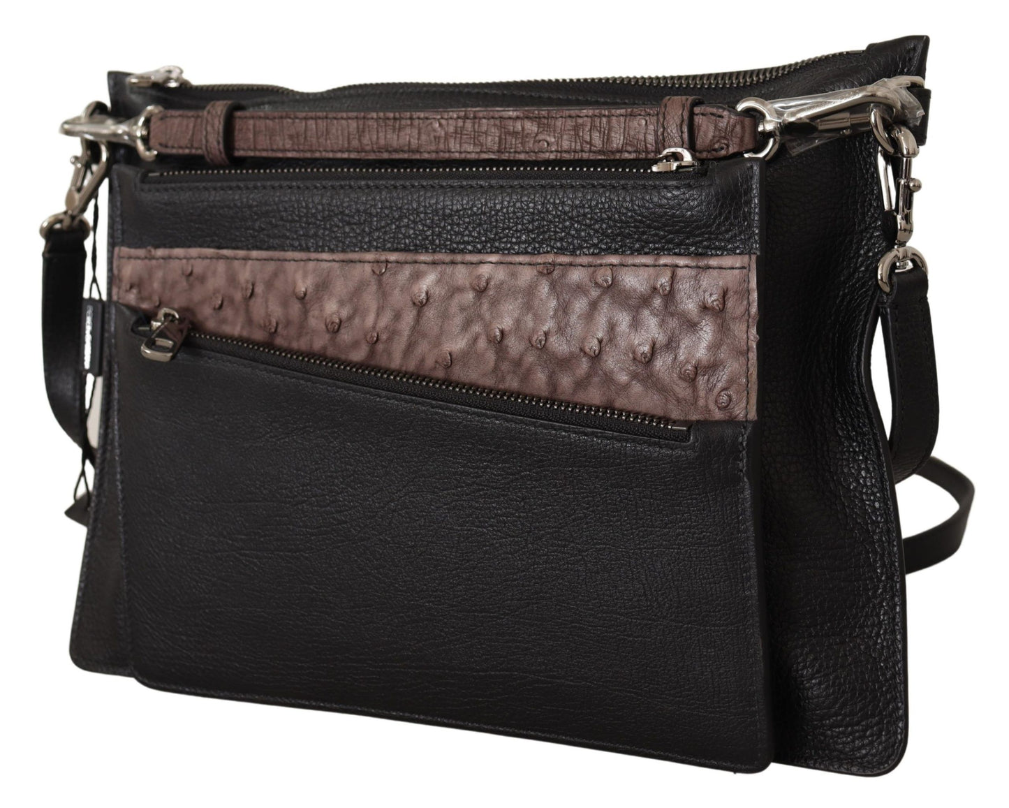 Schwarze Alta Sartoria-Schultertasche aus exotischem Leder