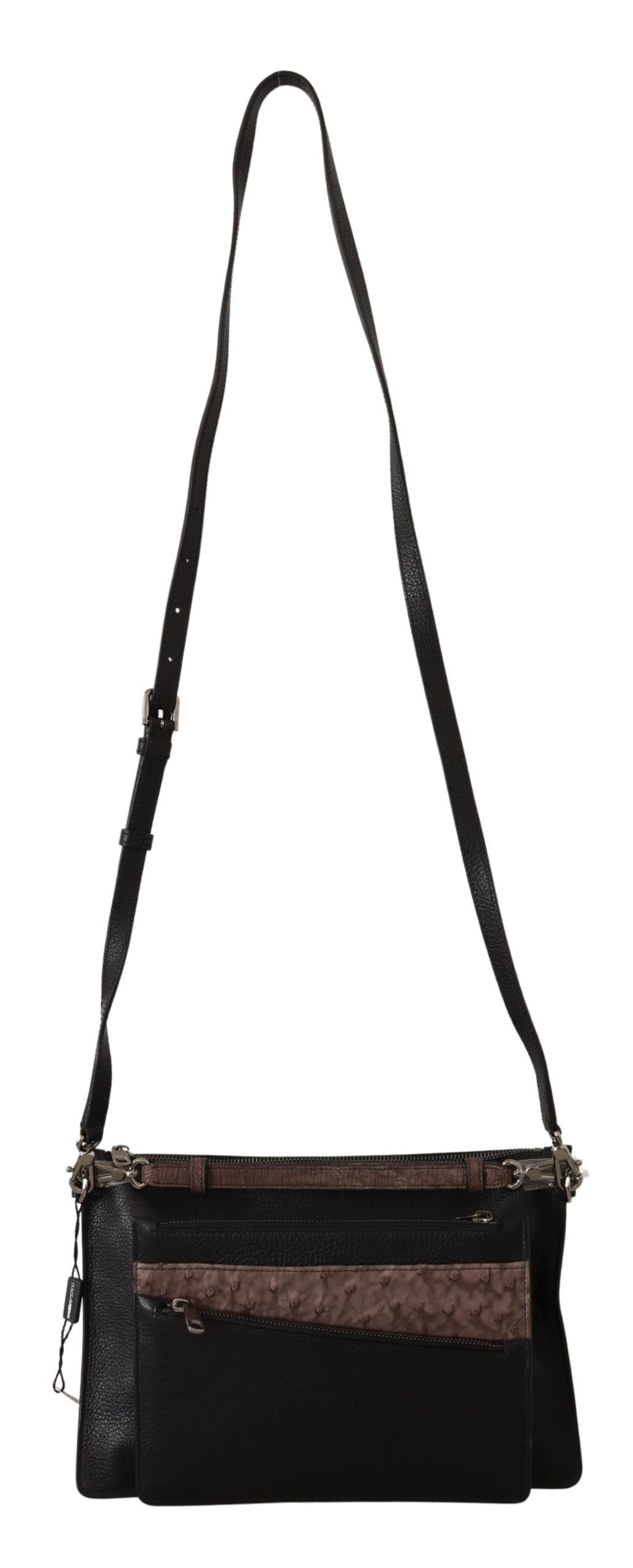 Schwarze Alta Sartoria-Schultertasche aus exotischem Leder